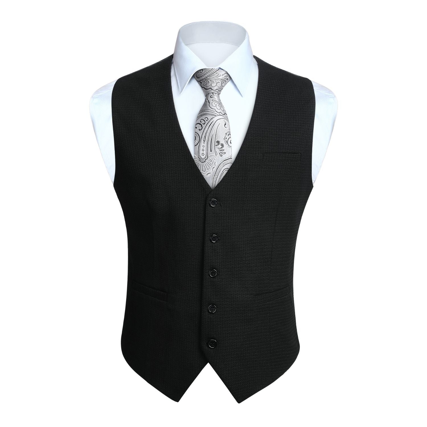 Plaid Slim Vest - A1-BLACK