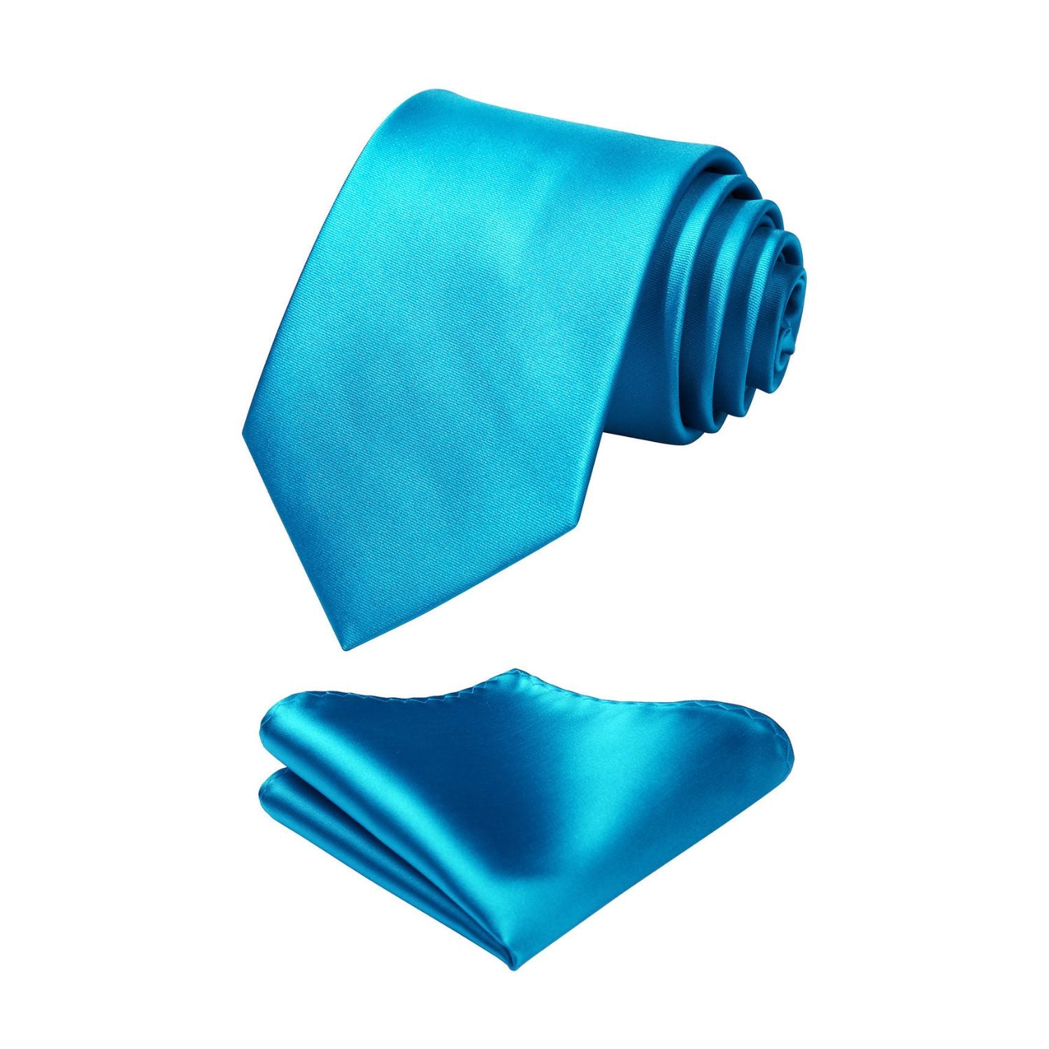 Solid Tie Handkerchief Set - B1-AQUA
