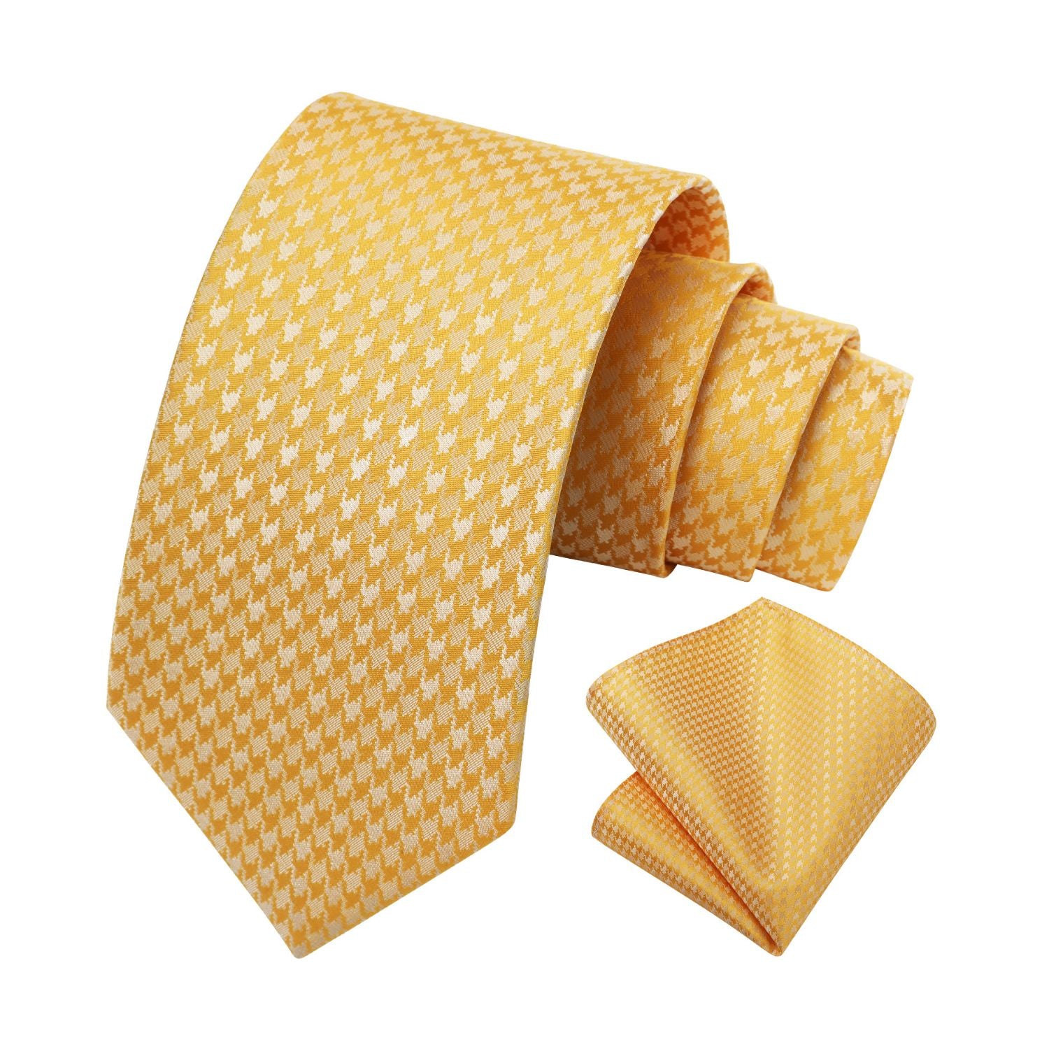 Houndstooth Tie Handkerchief Set - D-03 CHAMPAGNE