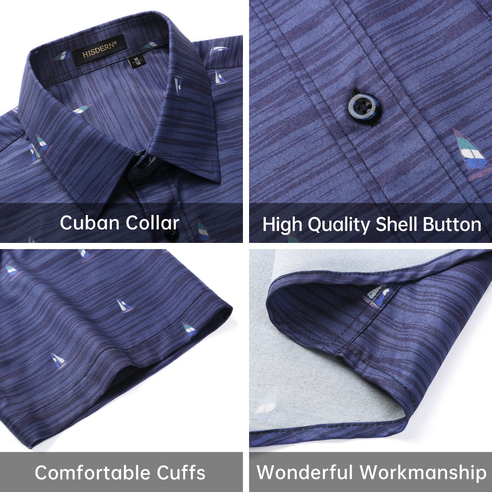 Hawaiian Tropical Shirts with Pocket - B-01 NAVY BLUE