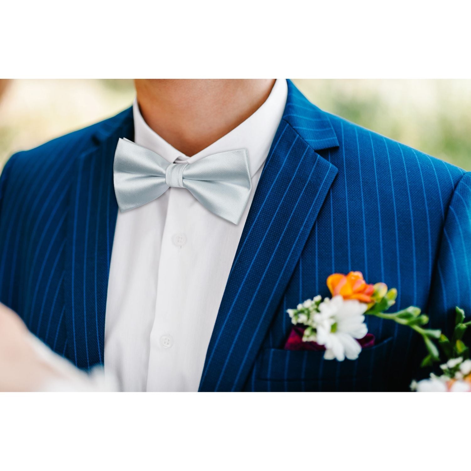 Solid Pre-Tied Bow Tie - SILVER-1