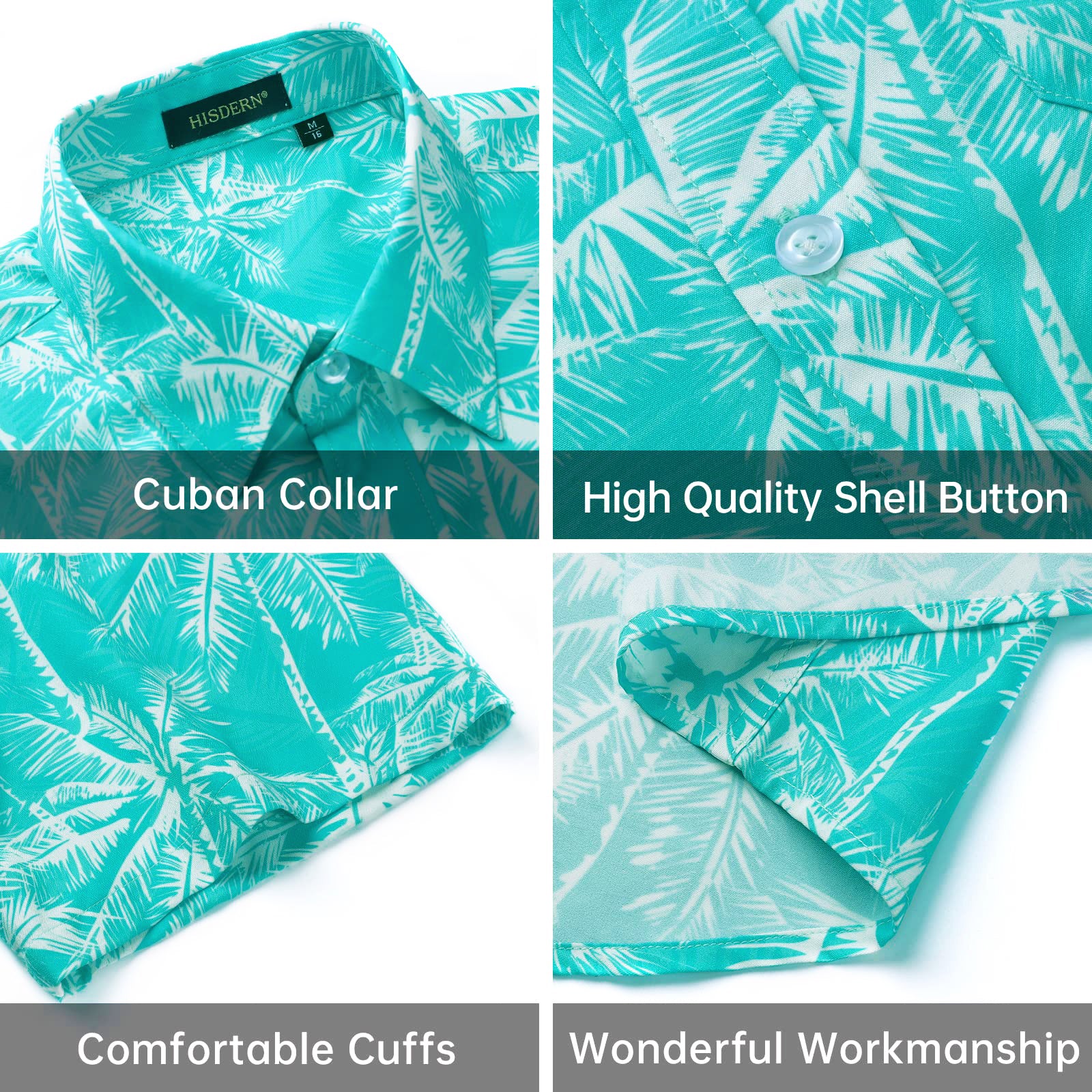 Hawaiian Tropical Shirts with Pocket - A-AQUA