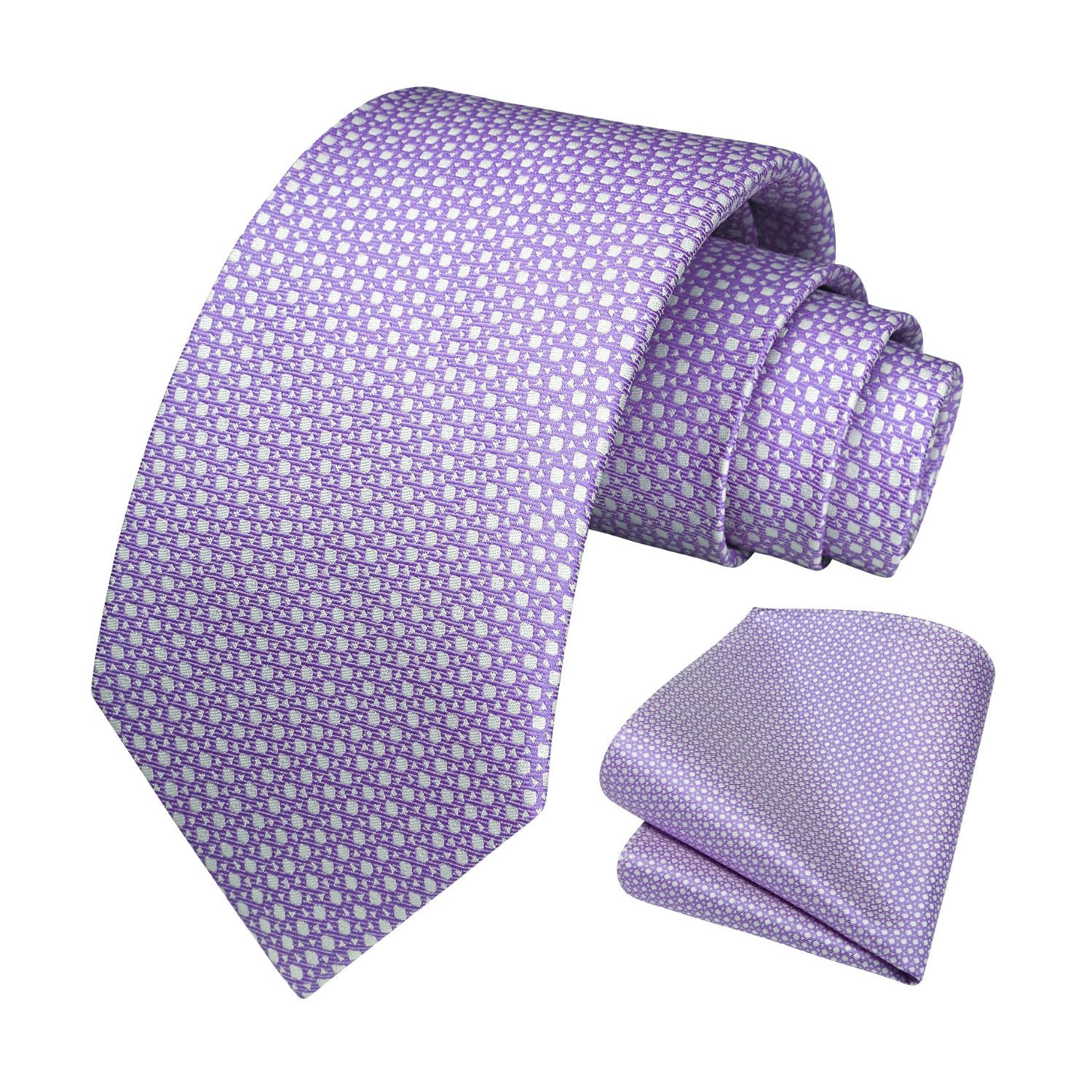 Houndstooth Tie Handkerchief Set - F-LAVENDER