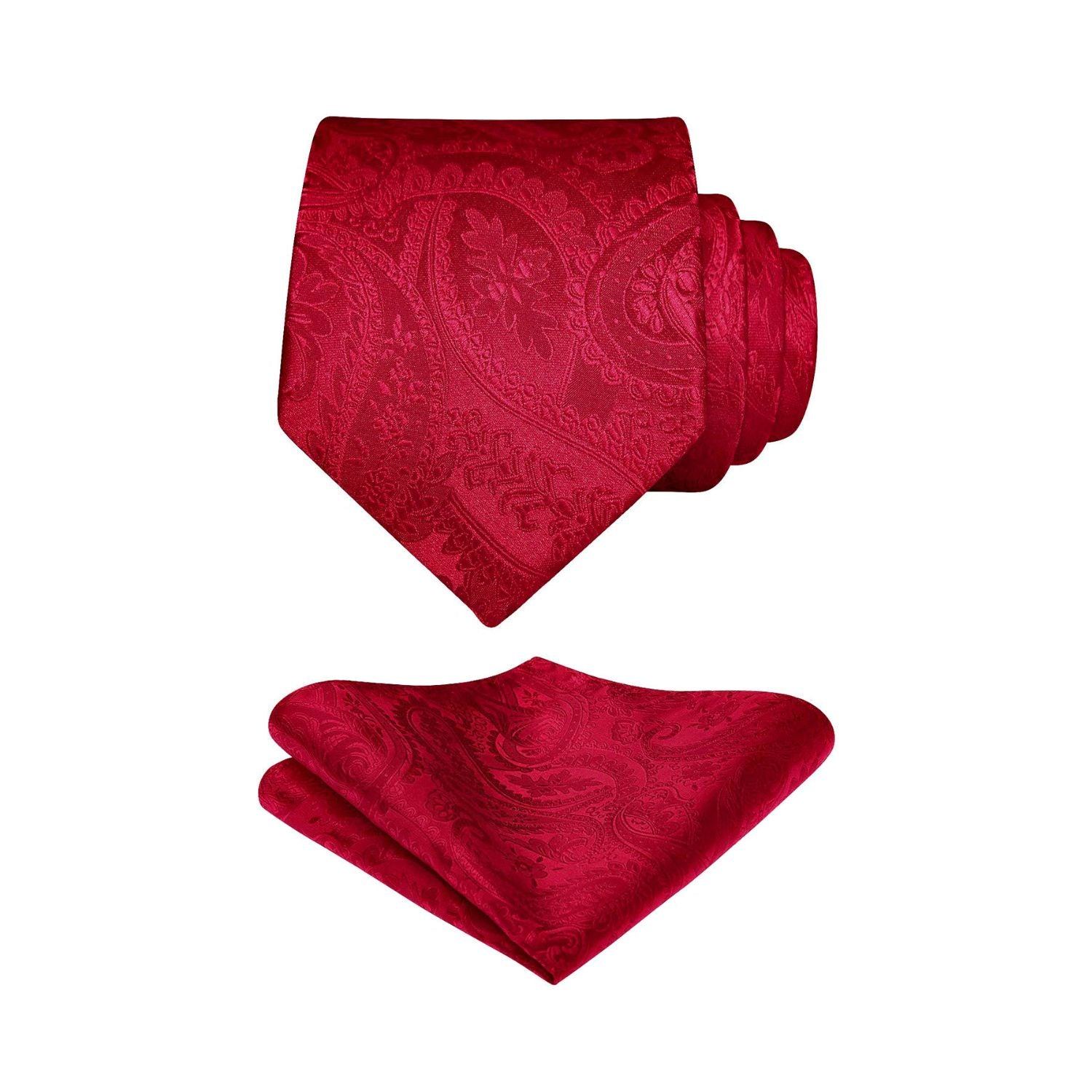 Paisley Tie Handkerchief Set - F4-CRIMSON RED