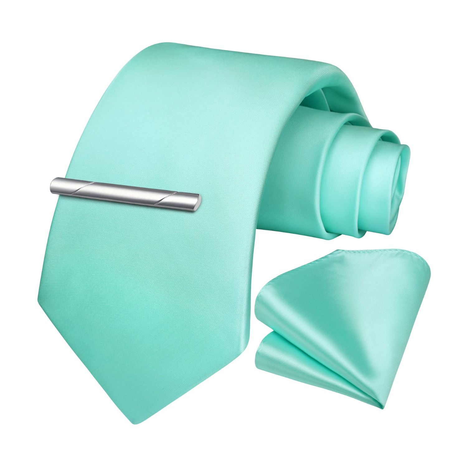 Solid Tie Handkerchief Clip - AQUA-1