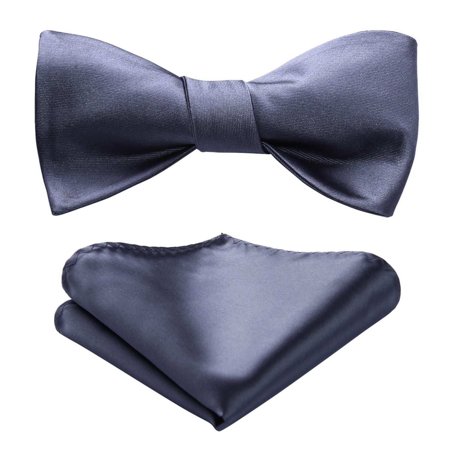 Solid Bow Tie & Pocket Square - G2-GREY