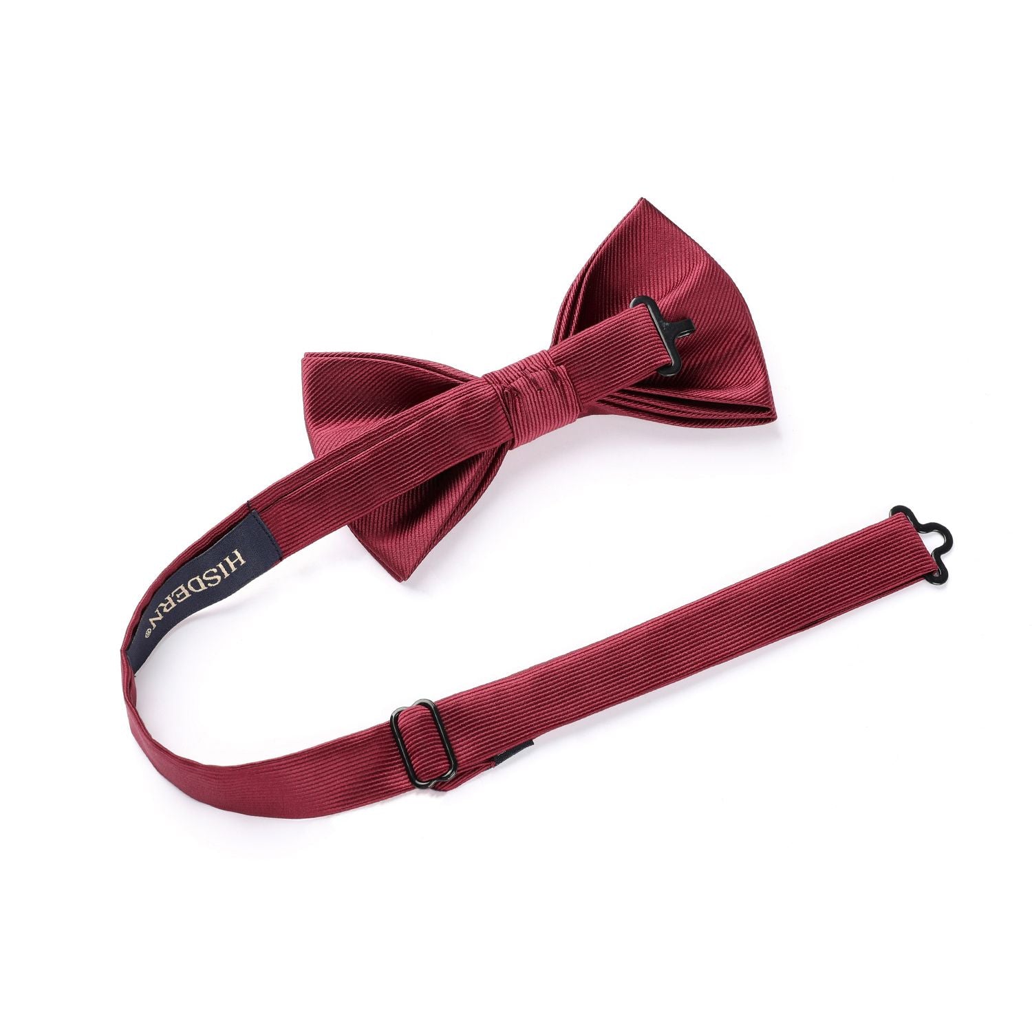 Solid Pre-Tied Bow Tie & Pocket Square - U-BURGUNDY 2