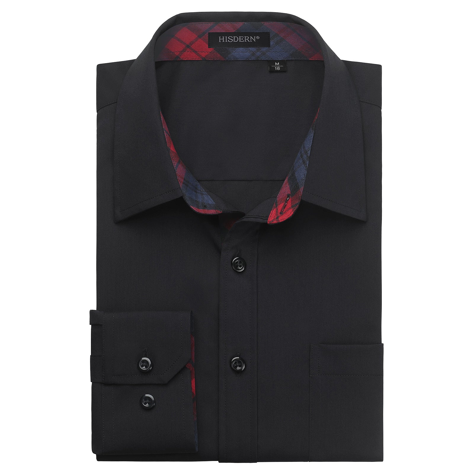 Casual Formal Shirt with Pocket - 04-BLACK/RED