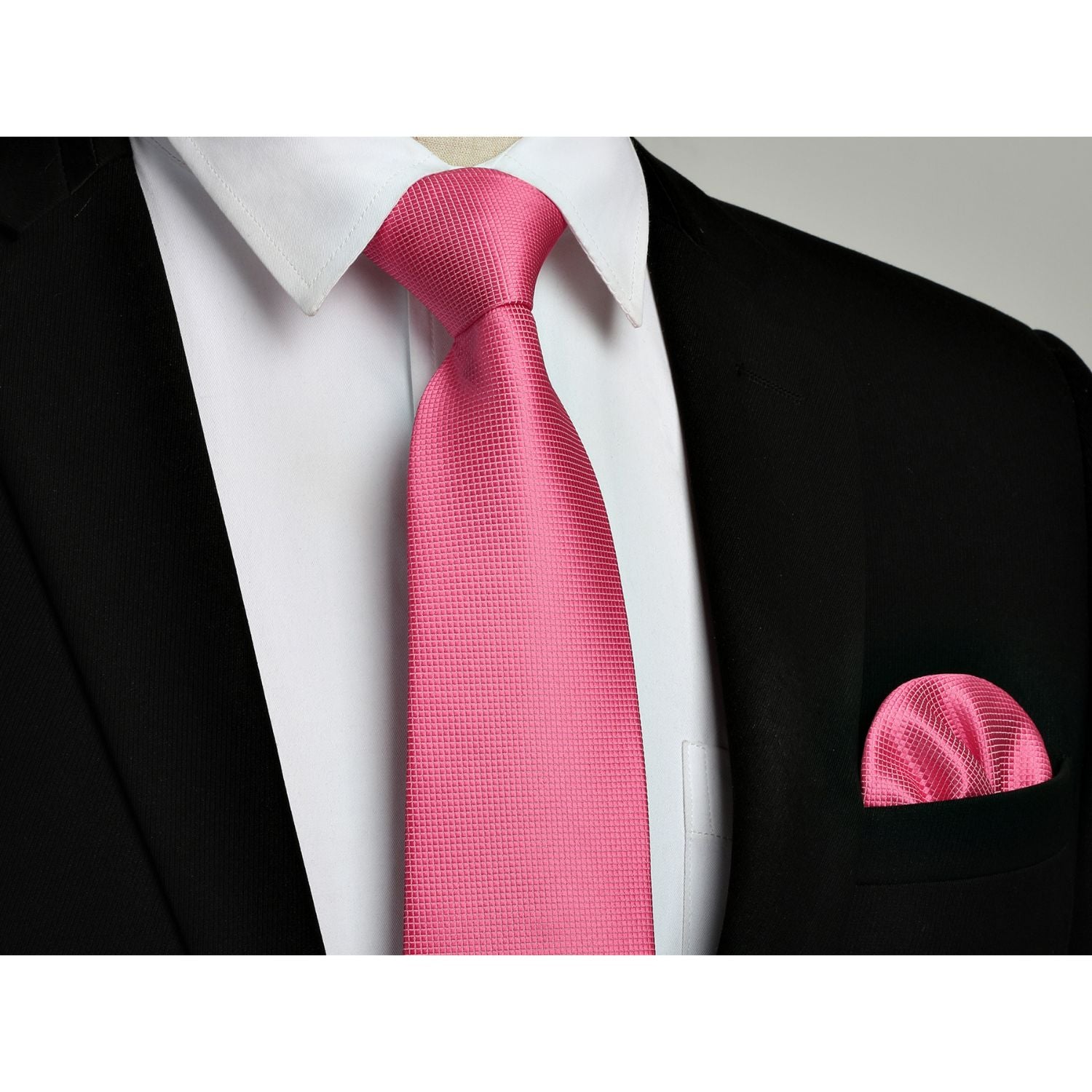 Plaid Tie Handkerchief Cufflinks - A021-PINK