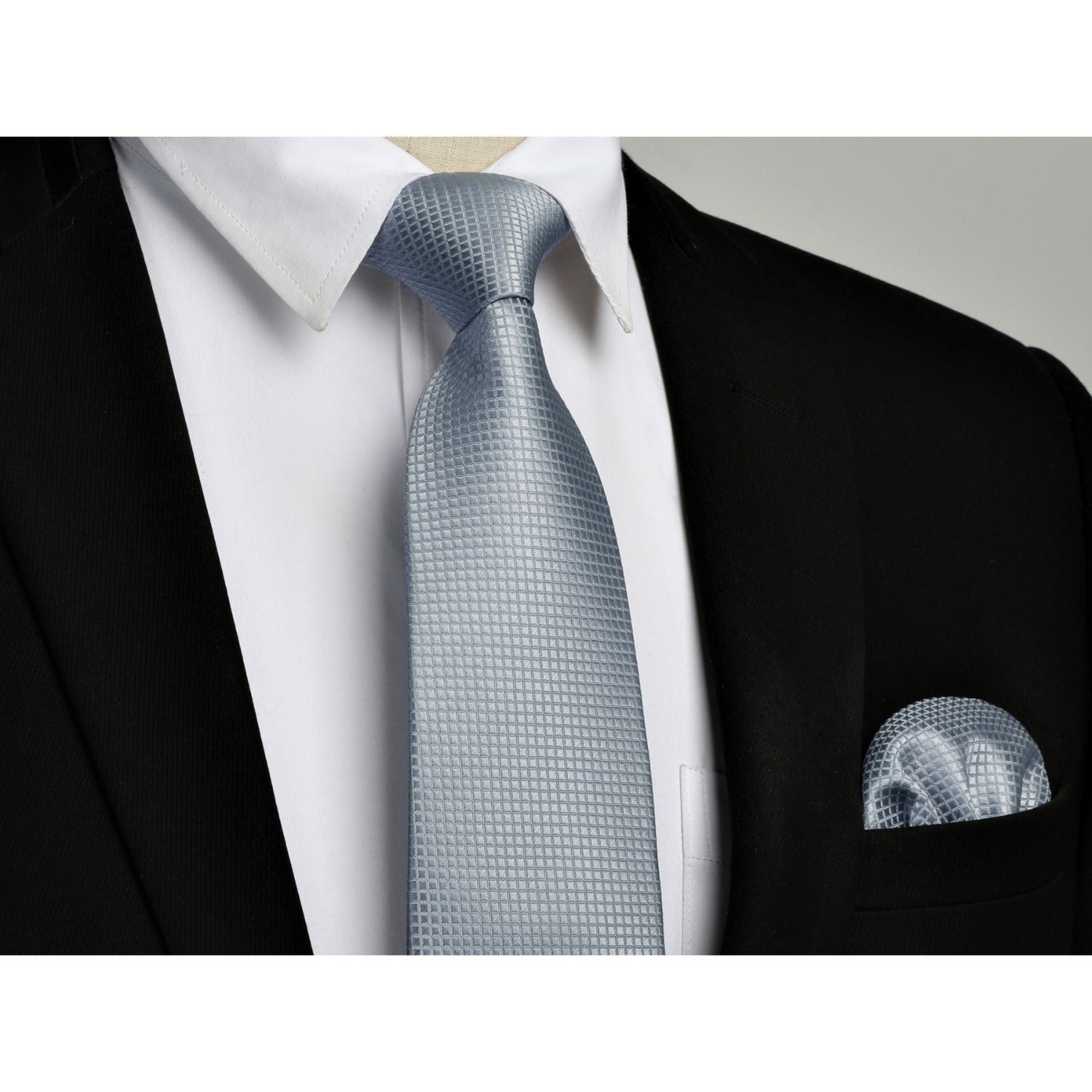 Plaid Tie Handkerchief Cufflinks - C-051 GREY 1