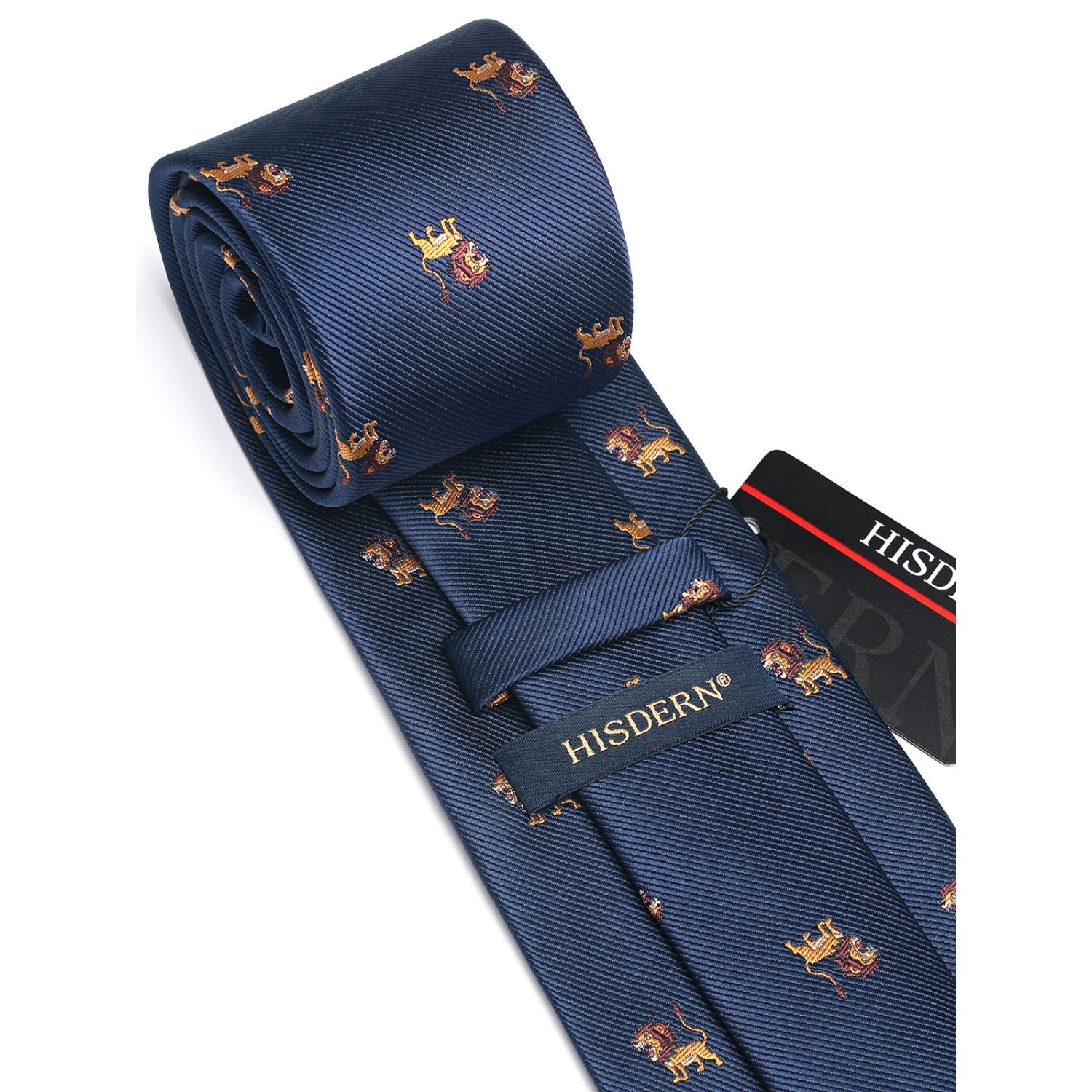 Lion Tie Handkerchief Set - NAVY BLUE-4
