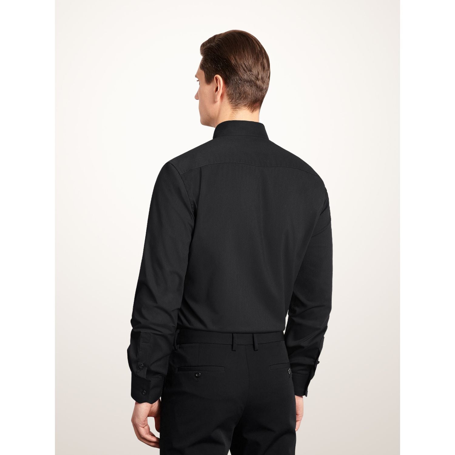 Casual Formal Shirt with Pocket - A-BLACK