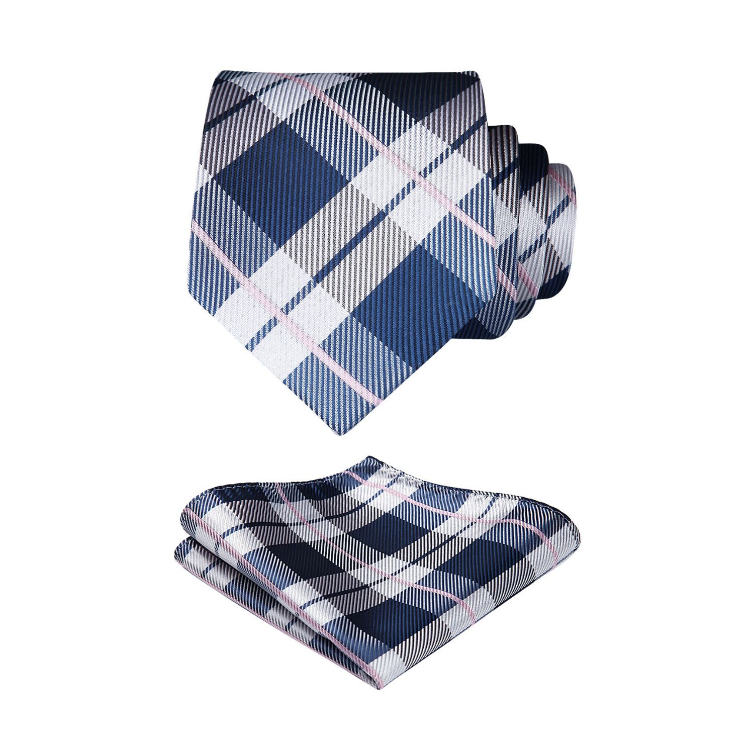 Plaid Tie Handkerchief Set - C-GRAY 2