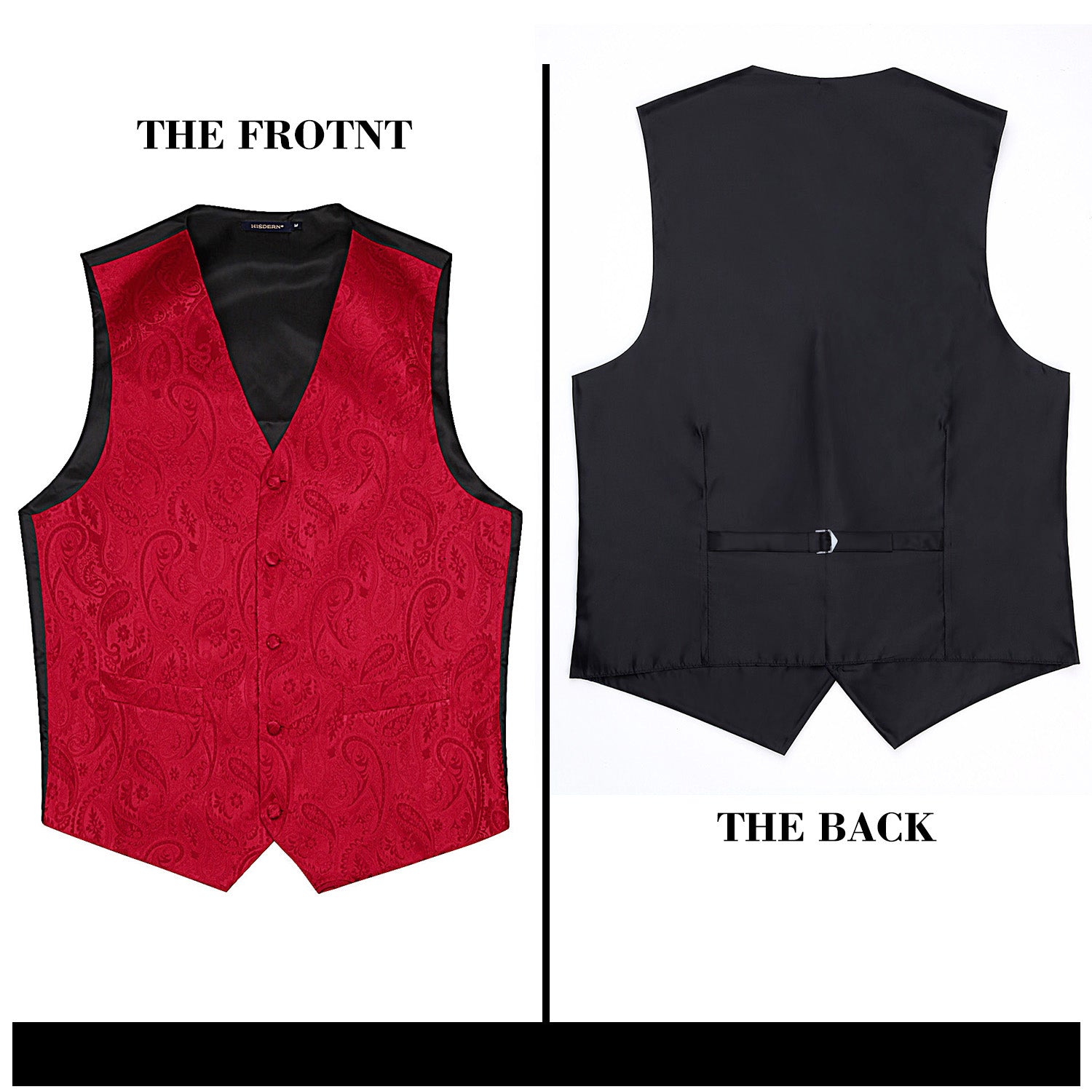 Paisley Vest Tie Handkerchief Set - RED