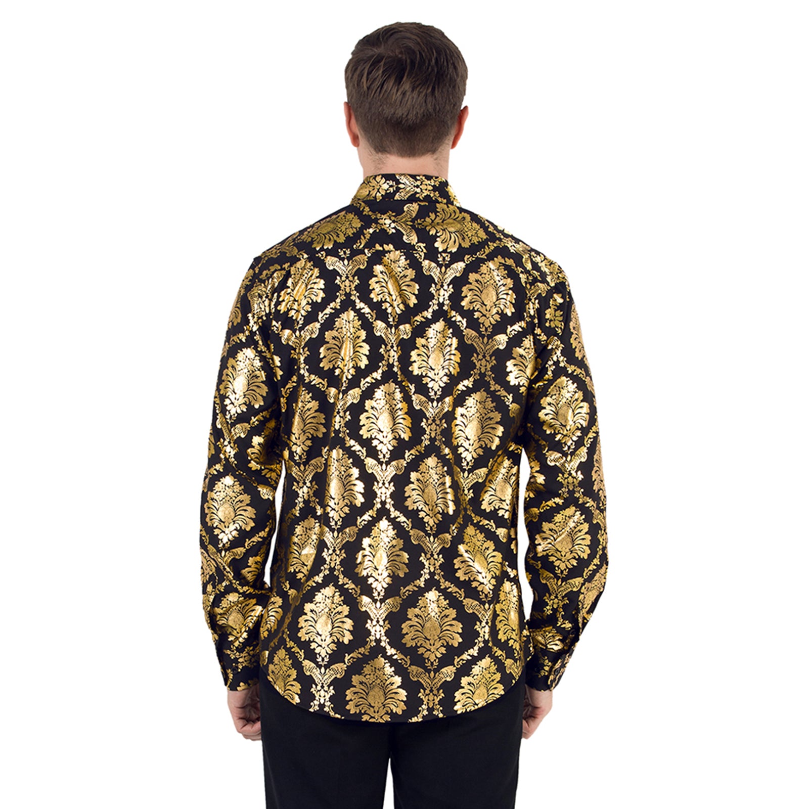 Shiny Nightclub Dress Shirt - BLACK-1