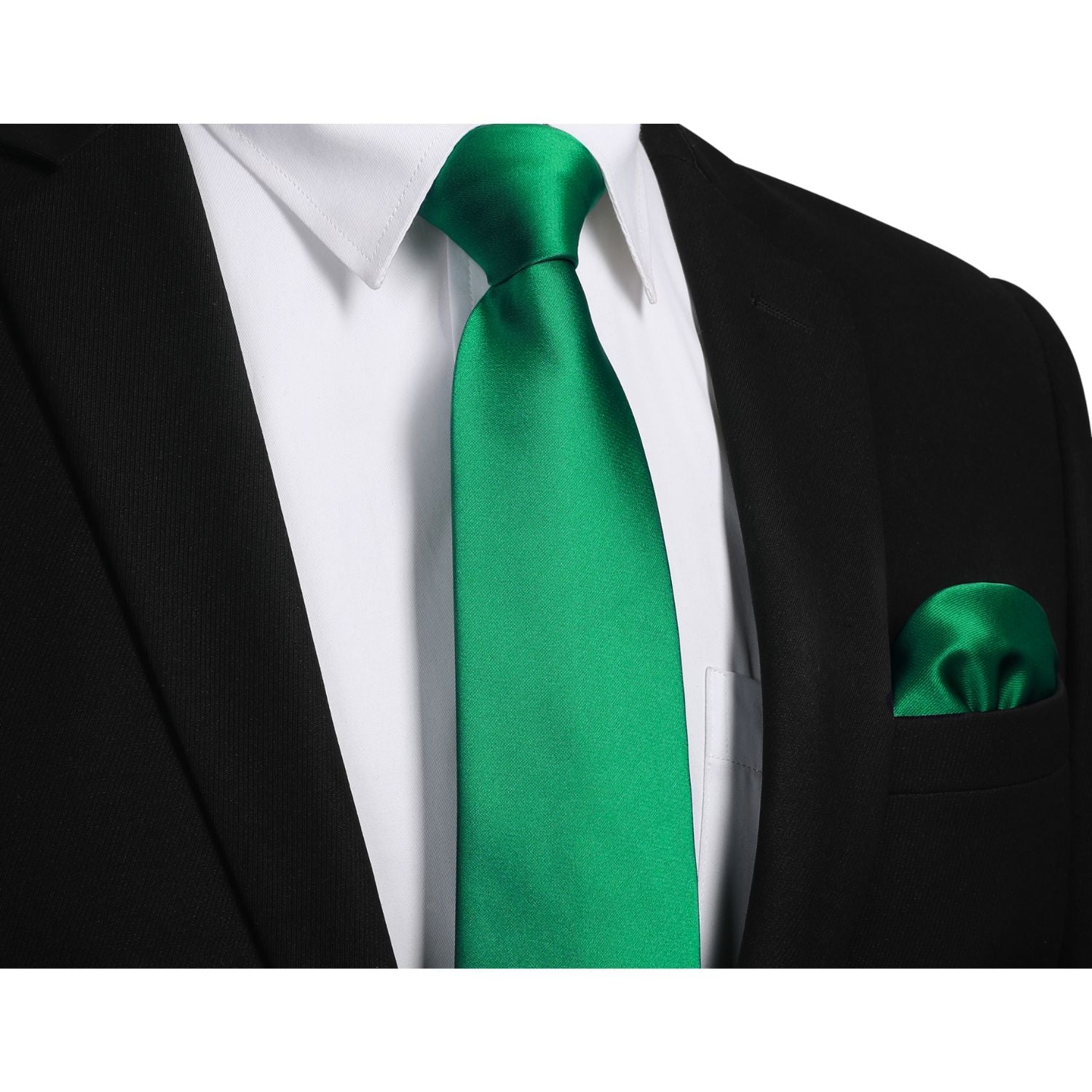 Solid Tie Handkerchief Cufflinks - L1-GREEN