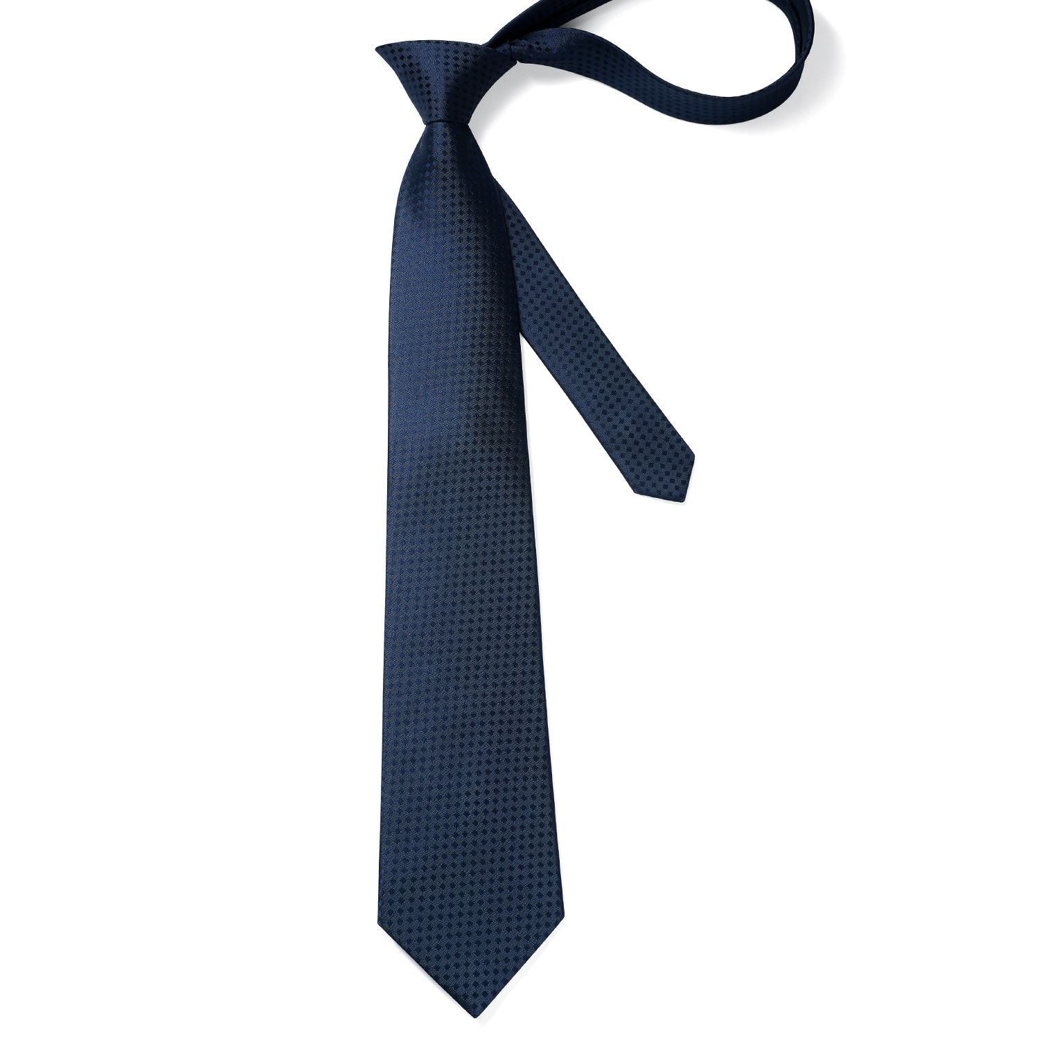 Plaid Tie Handkerchief Set - C3-NAVY BLUE