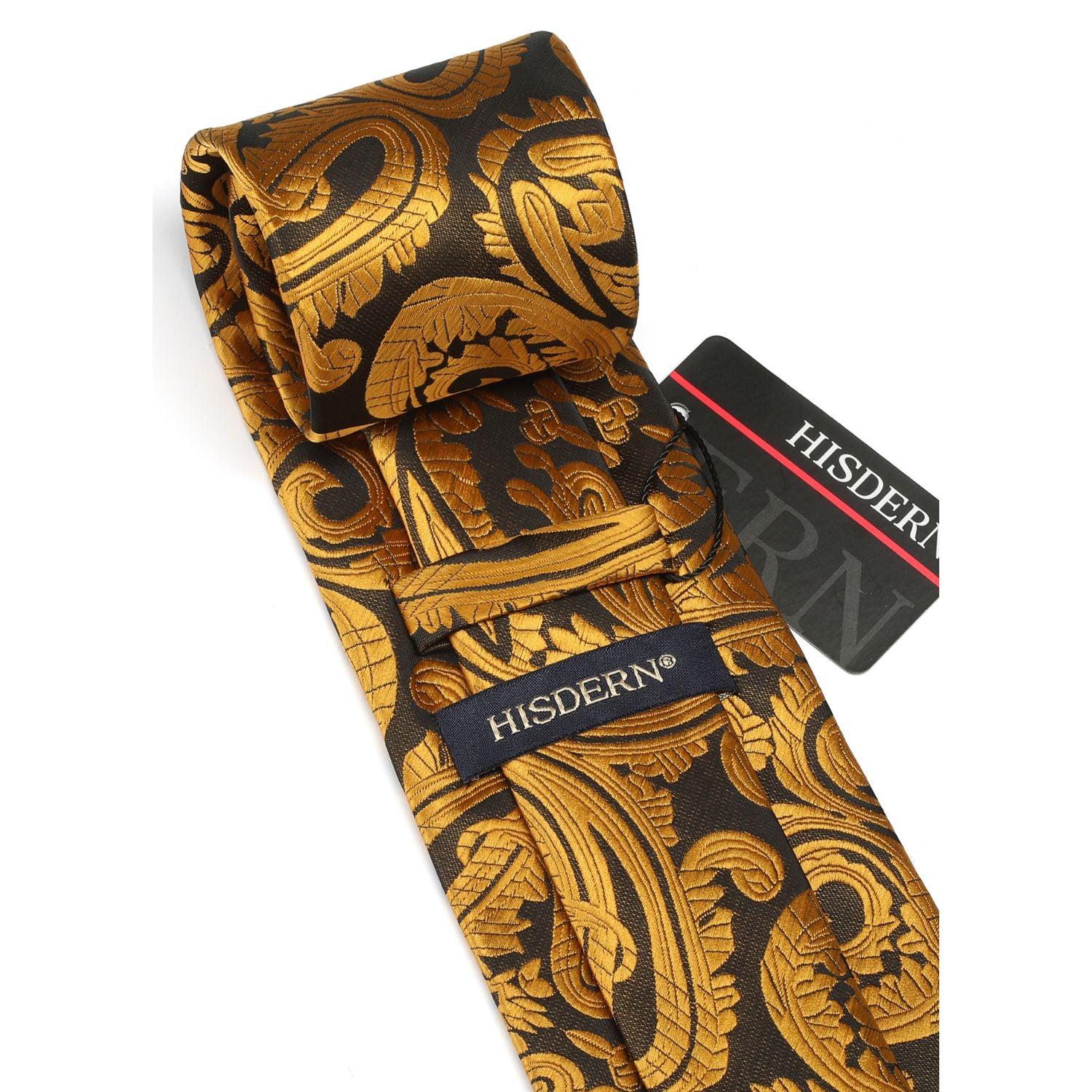 Paisley Tie Handkerchief Set - ORANGE/BLACK