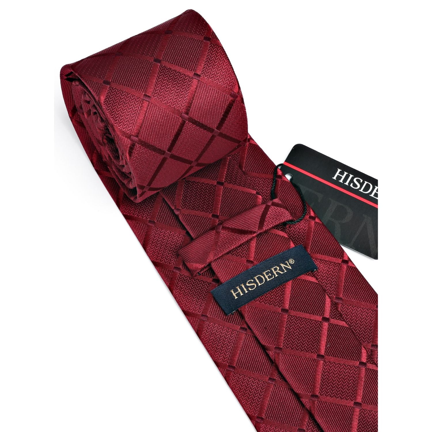 Plaid Tie Handkerchief Set - A-RED