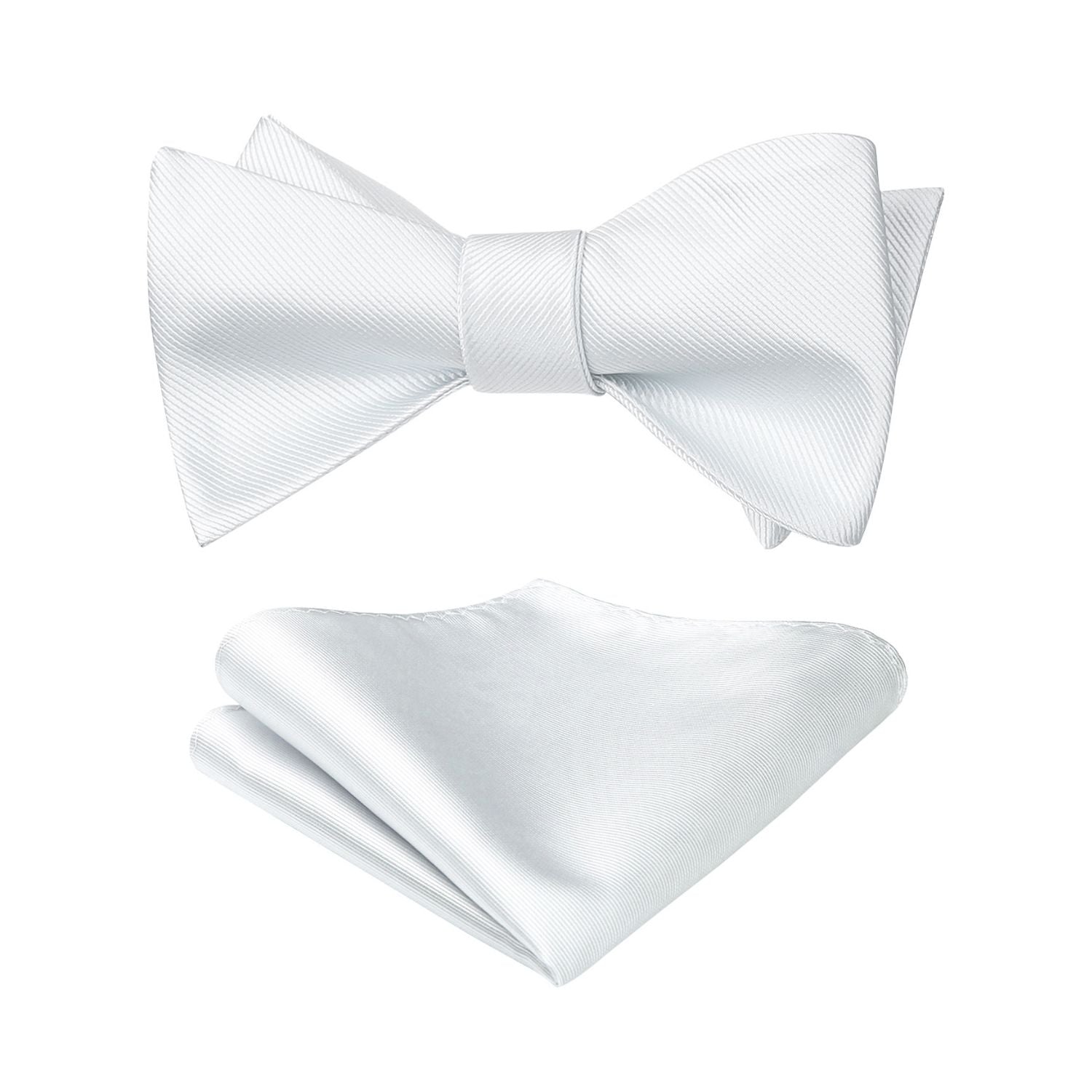 Solid Bow Tie & Pocket Square - WHITE
