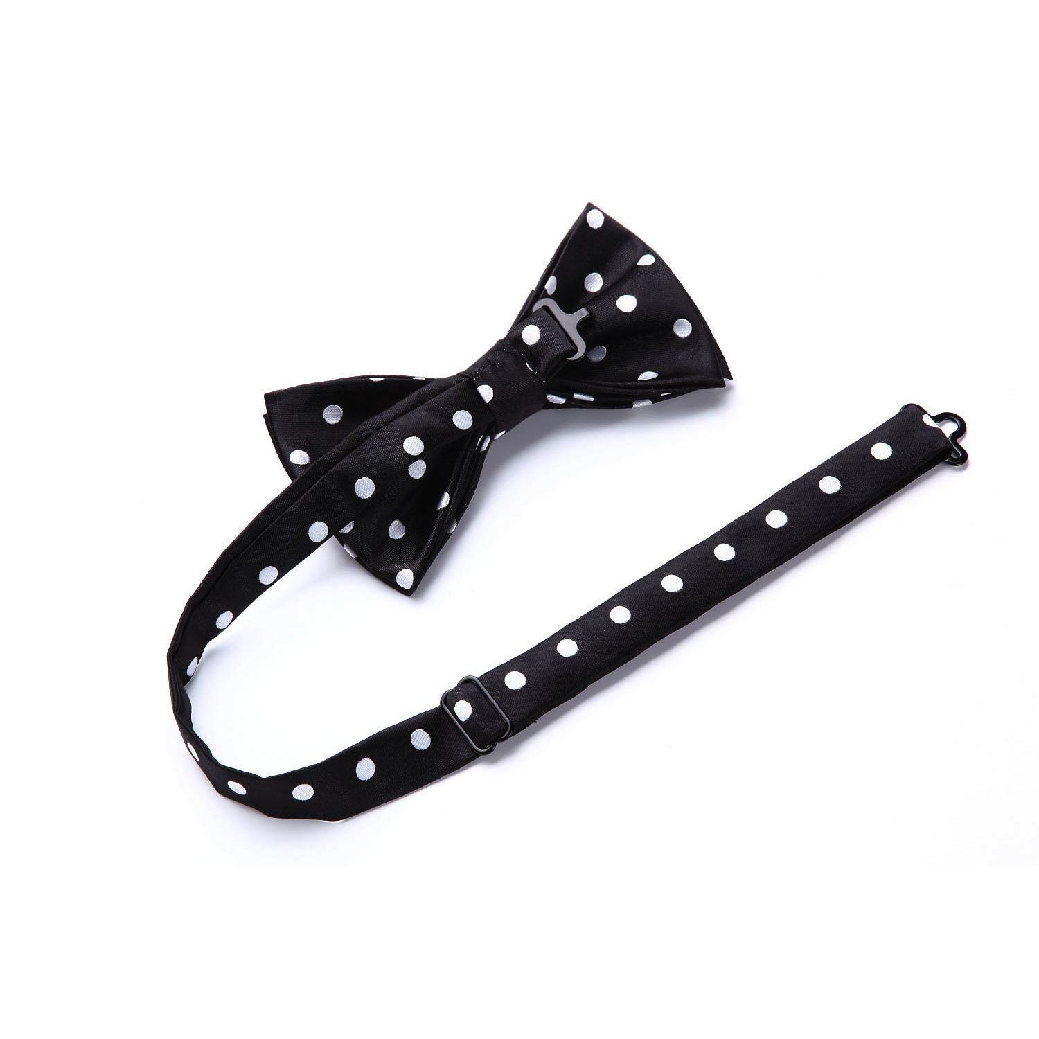 Polka Dot Suspender Pre-Tied Bow Tie Handkerchief - C4-BLACK