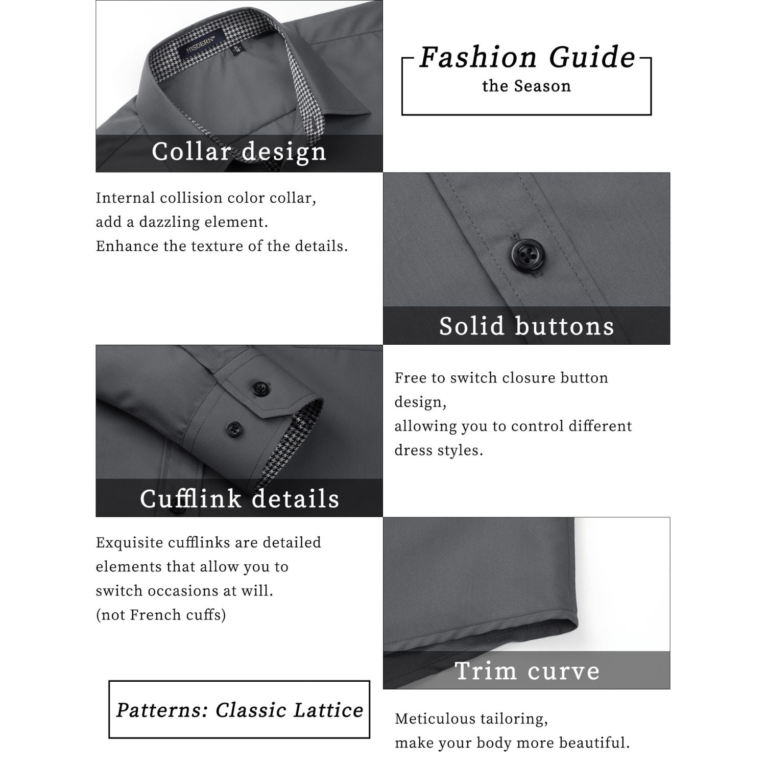 Casual Formal Shirt with Pocket - C-GREY1