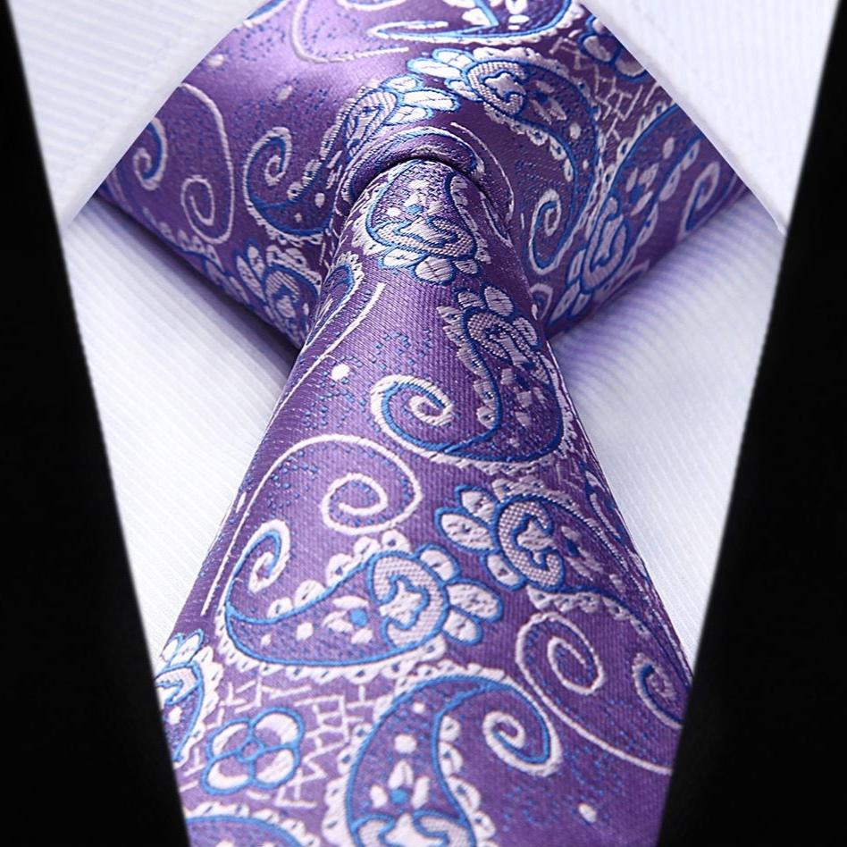 Paisley Tie Handkerchief Set - A13-LAVENDER