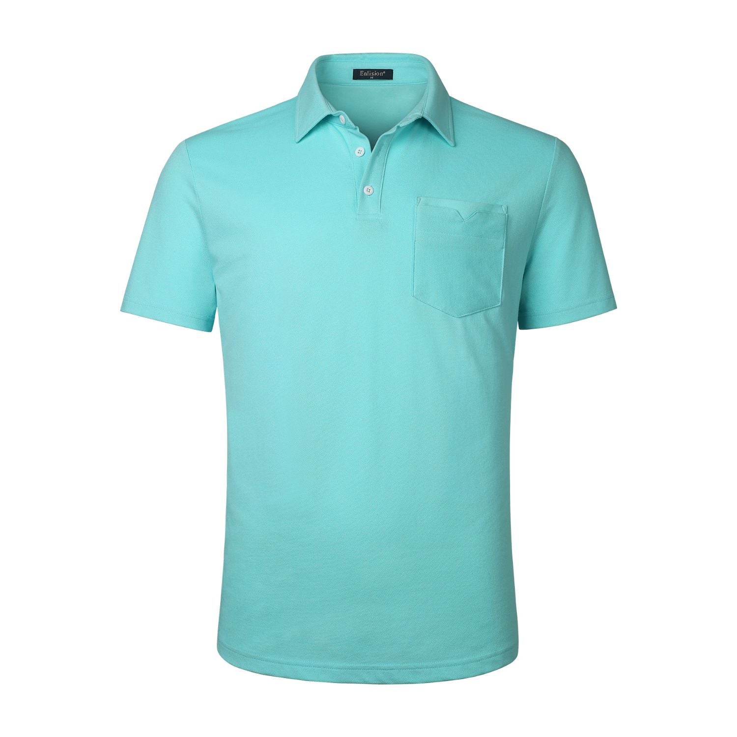 Polo Shirts Short Sleeve with Pocket - AQUA BLUE