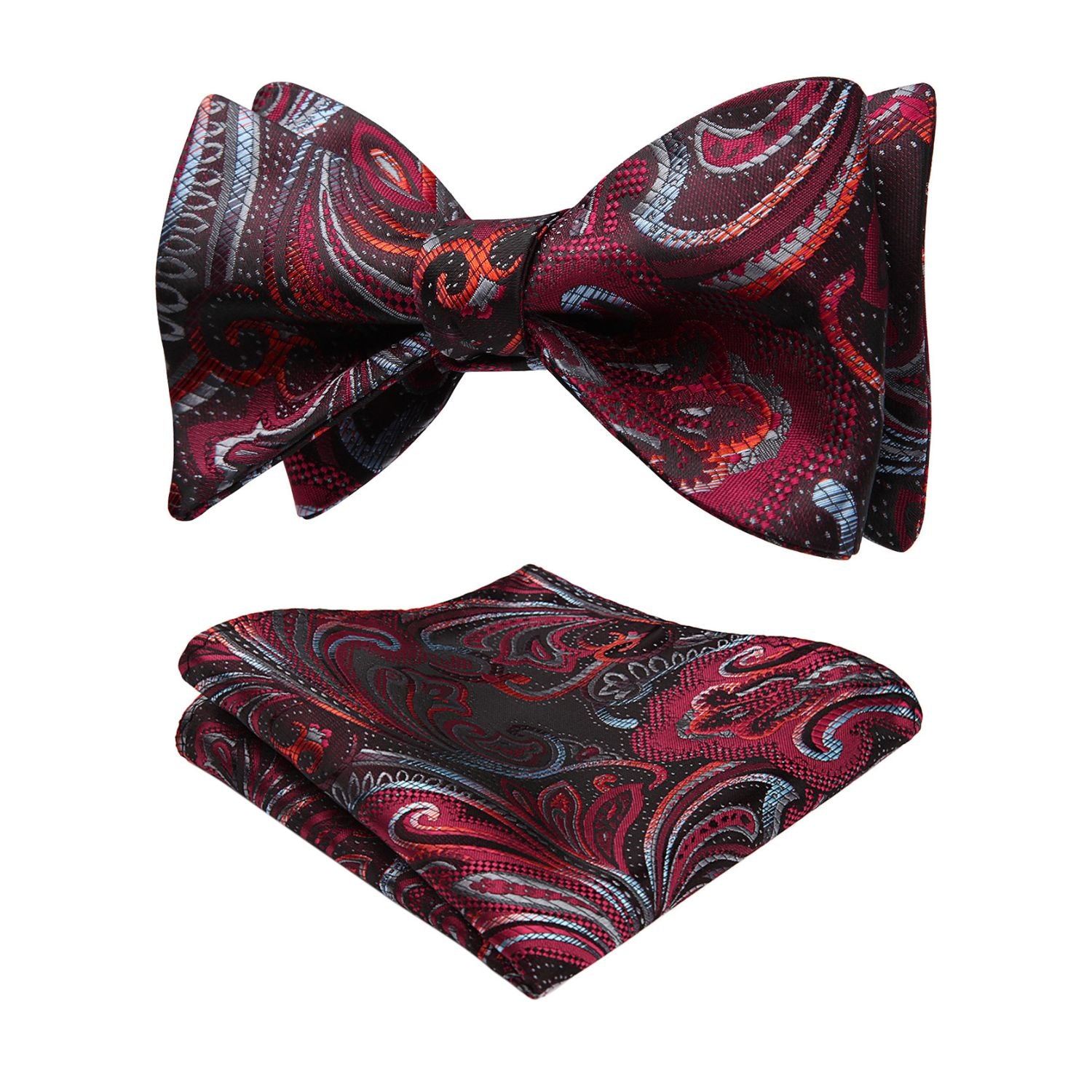 Paisley Bow Tie & Pocket Square - B-RED/GRAY