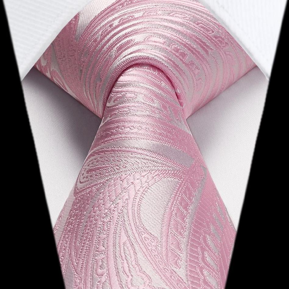 Paisley Tie Handkerchief Set - 03A-PINK