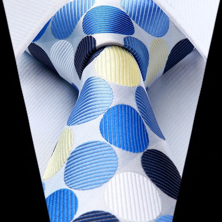 Polka Dot Tie Handkerchief Set - D-BEIGE