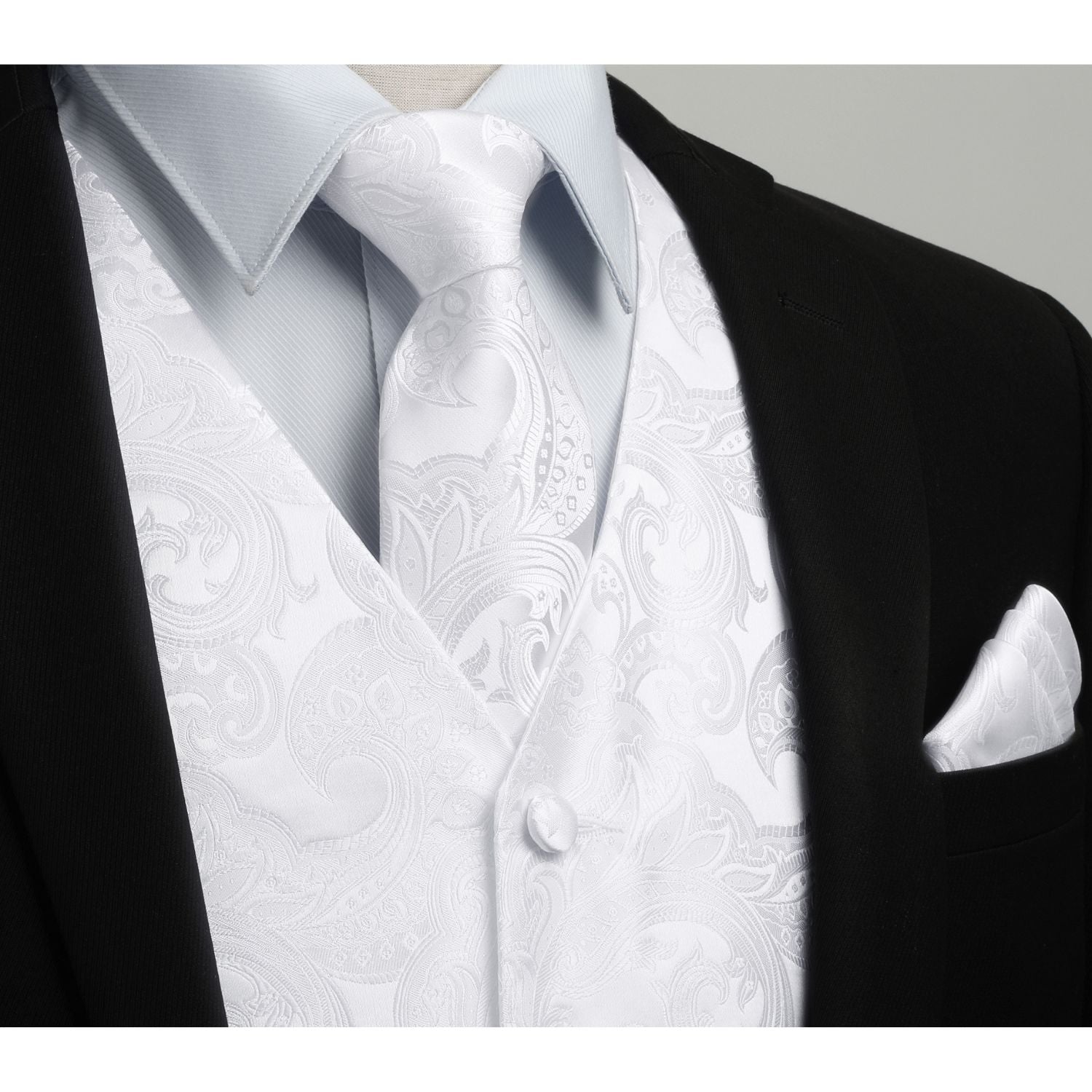 Paisley Floral 3pc Suit Vest Set - D-WHITE PAISLEY