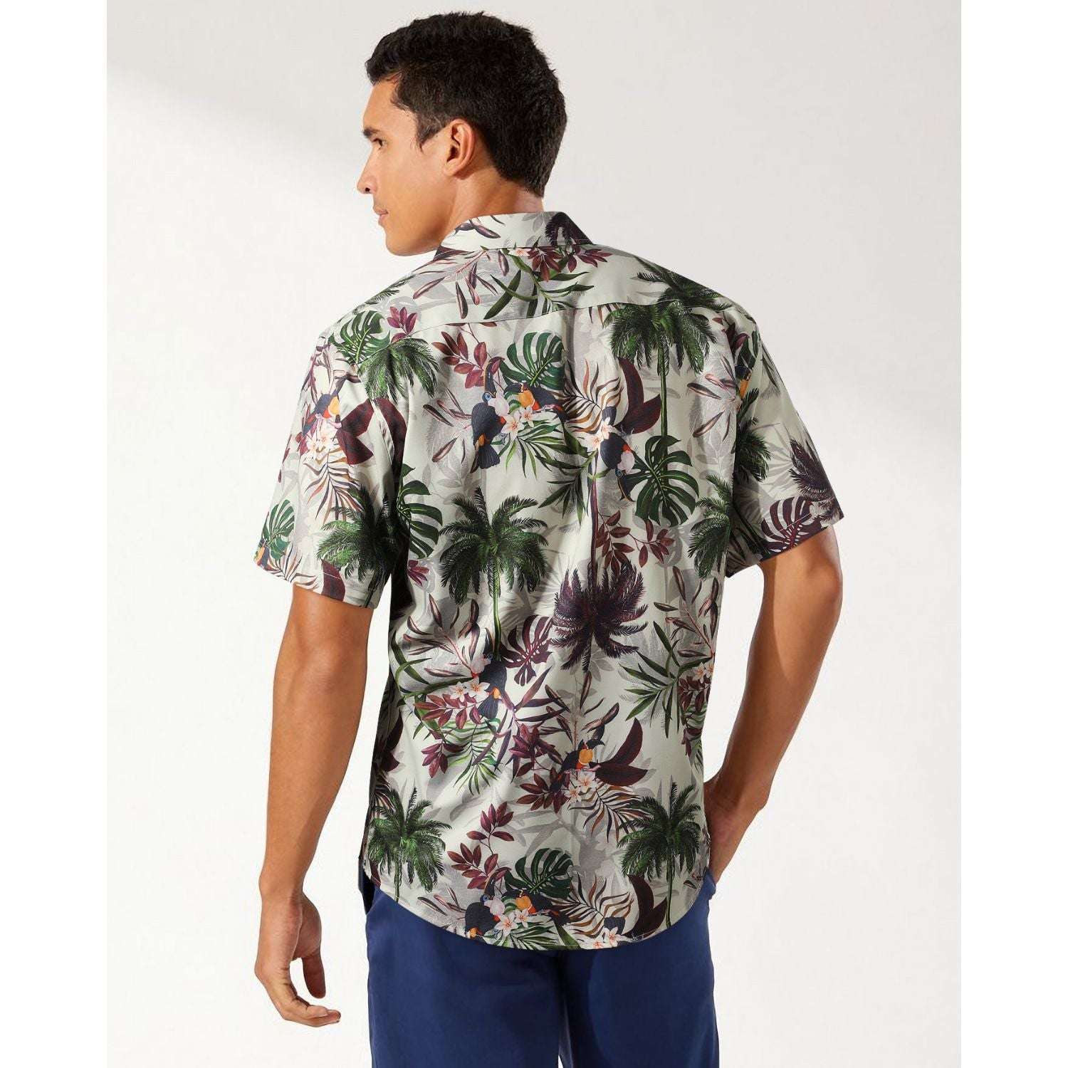 Hawaiian Tropical Shirts with Pocket - BEIGE