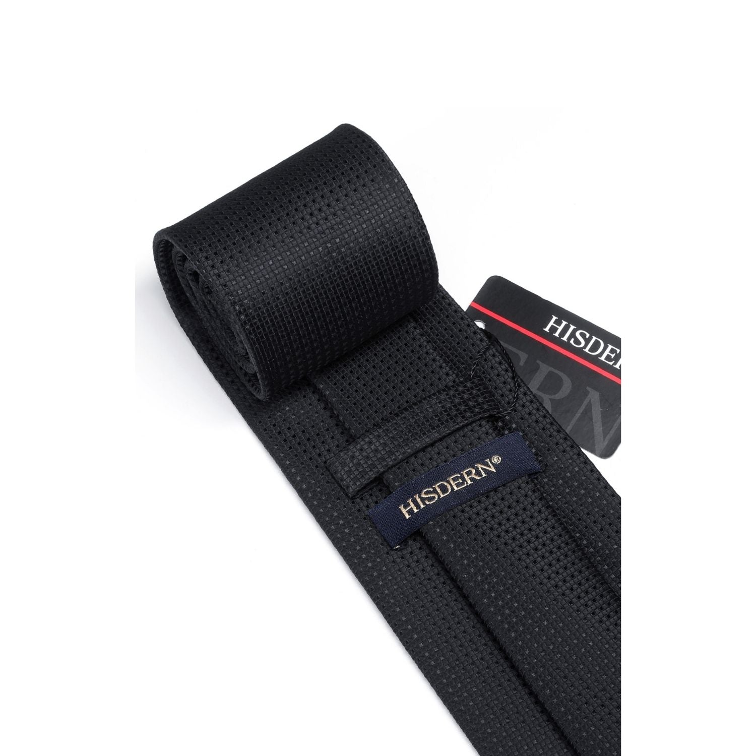 Plaid Tie Handkerchief Cufflinks - BLACK