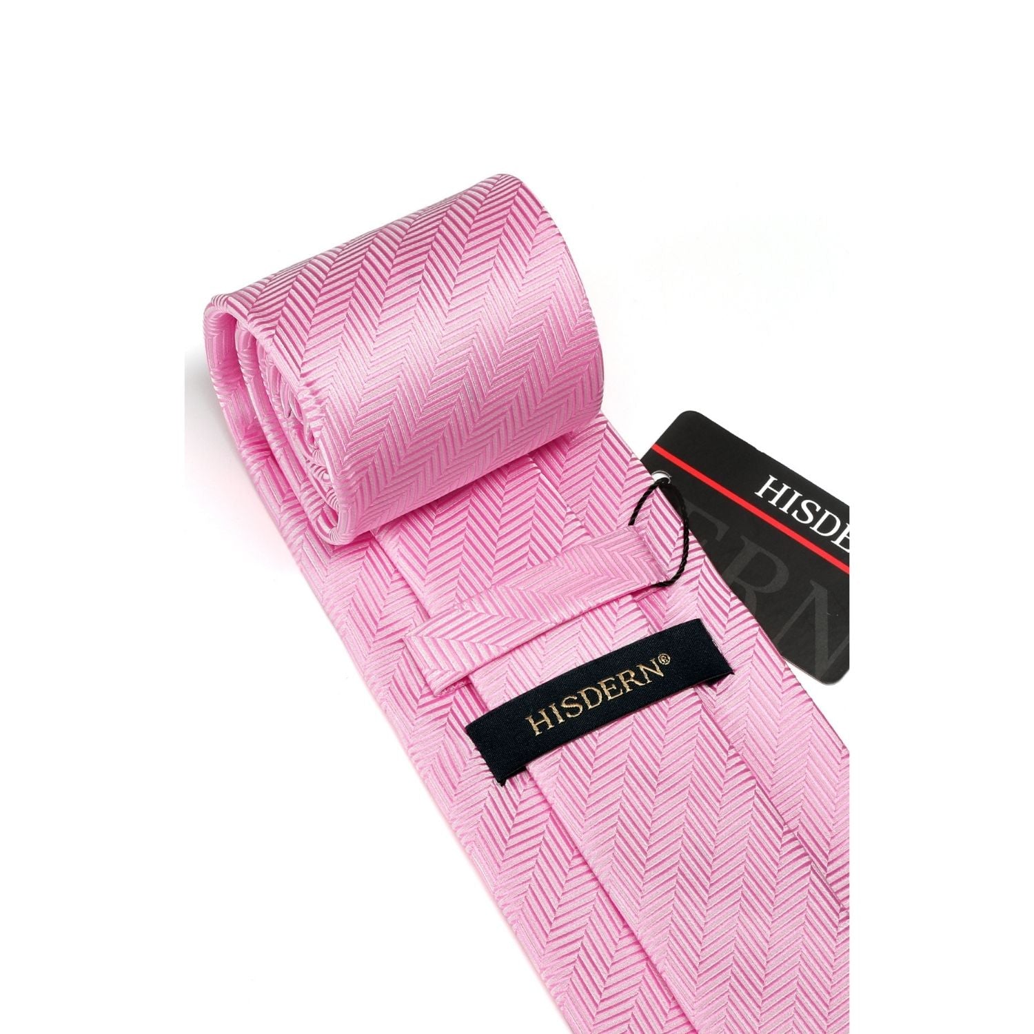 Stripe Tie Handkerchief Cufflinks - PINK