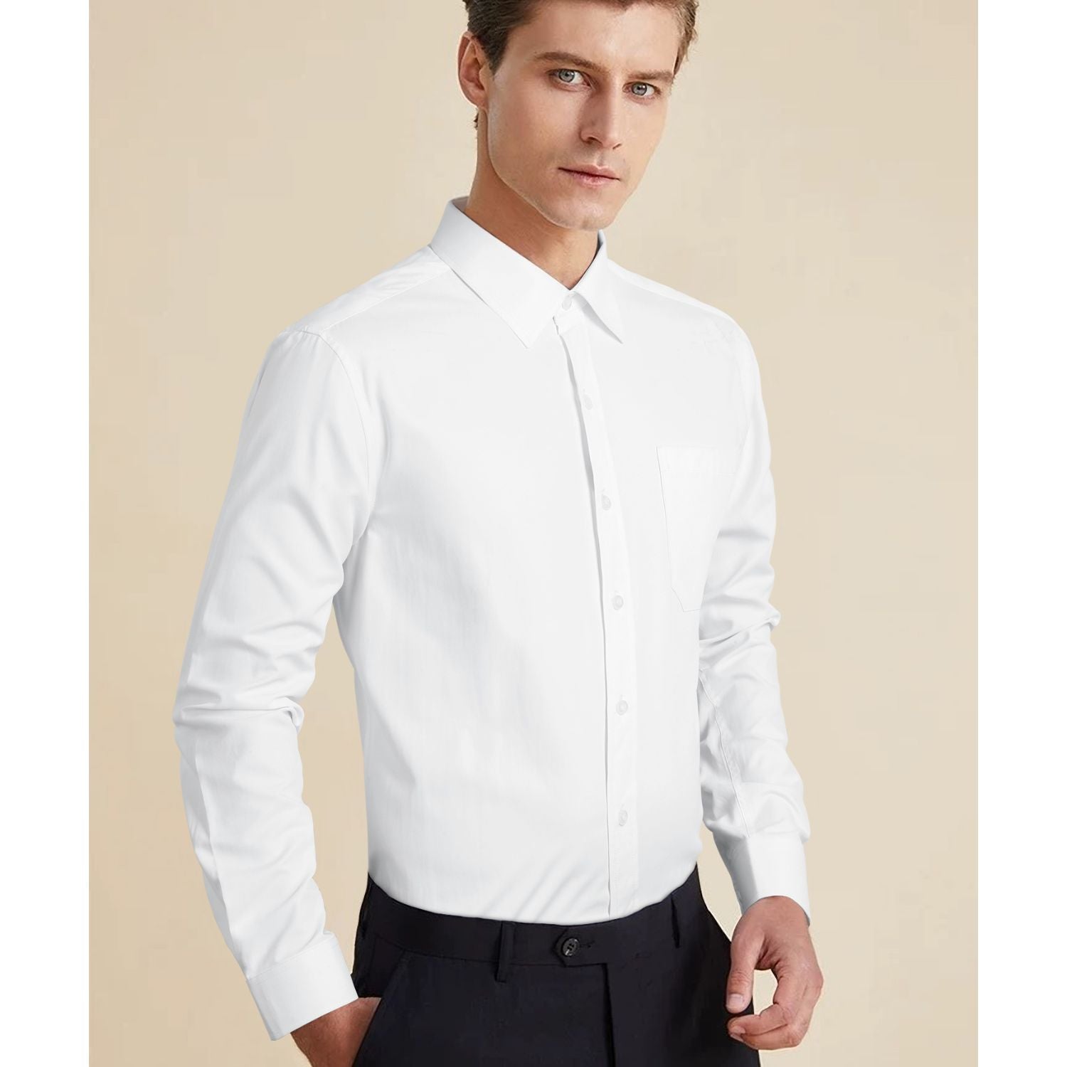 Casual Formal Shirt with Pocket - WHITE