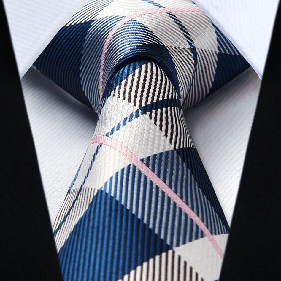 Plaid Tie Handkerchief Set - C-GRAY 2