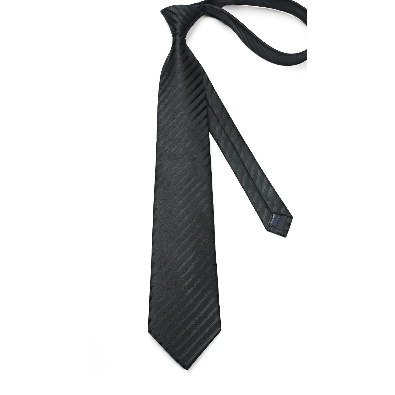Stripe Tie Handkerchief Cufflinks - BLACK