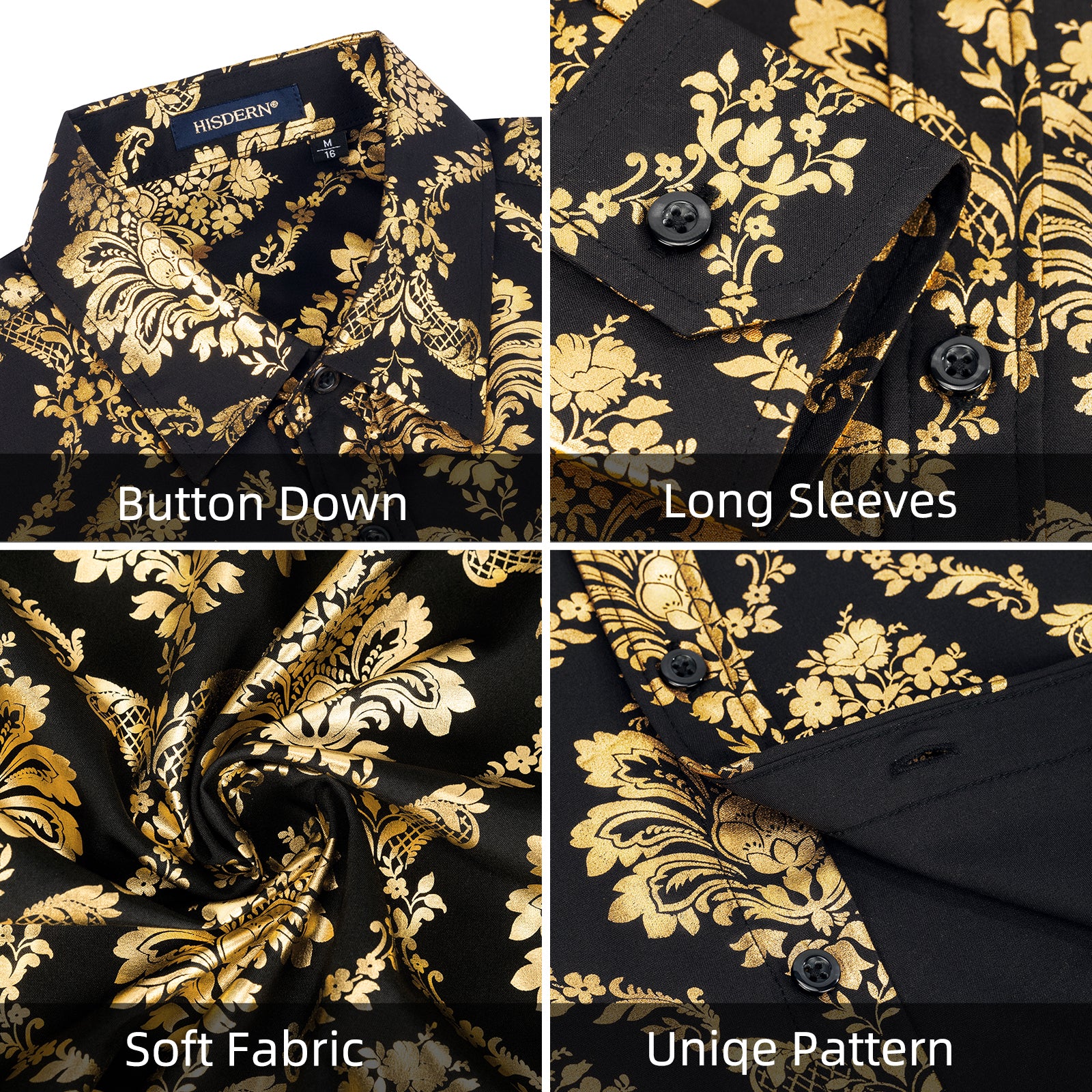 Shiny Nightclub Dress Shirt - BLACK-1