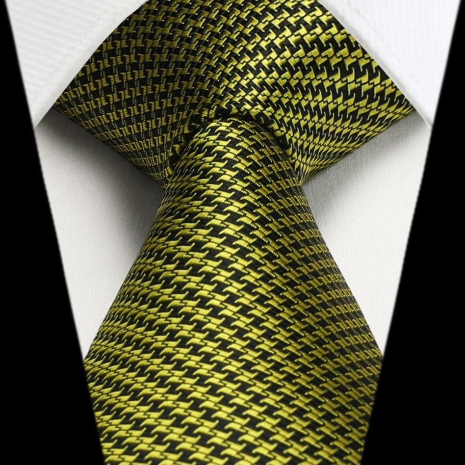 Houndstooth Tie Handkerchief Set - SAGE GREEN