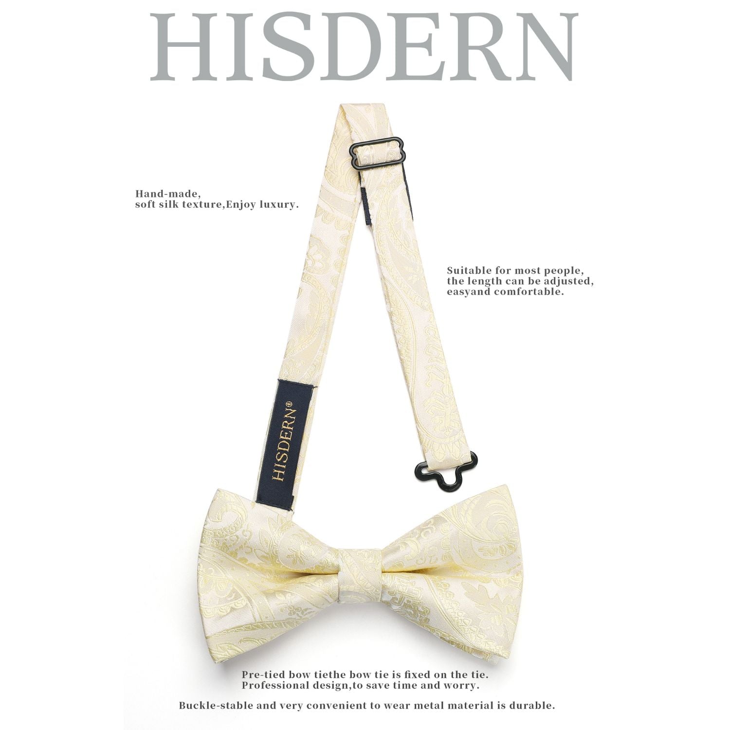 Paisley Pre-Tied Bow Tie & Pocket Square - CHAMPAGNE/PAISLEY