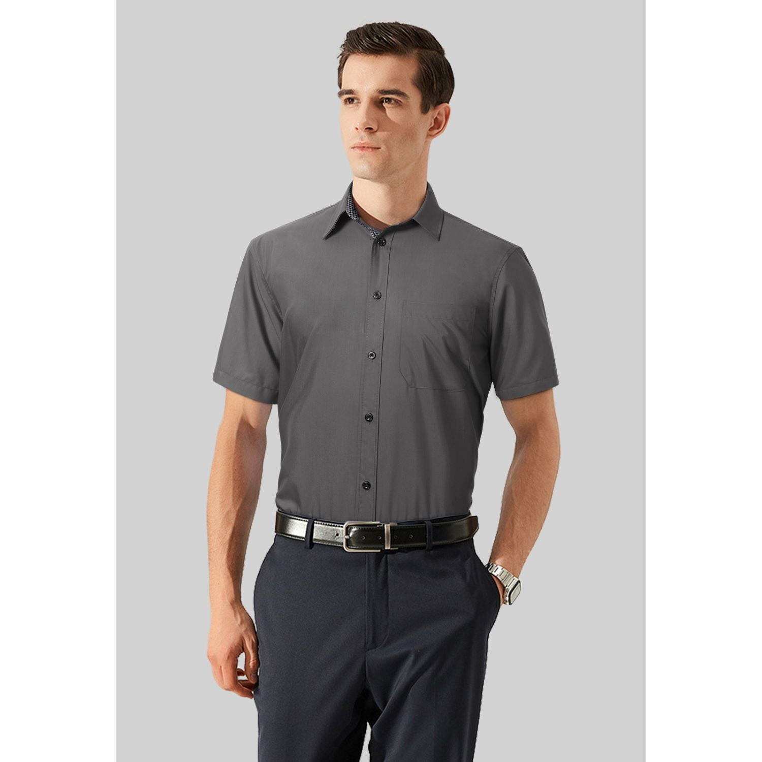 Men's Short Sleeve with Pocket - B1-GRAY