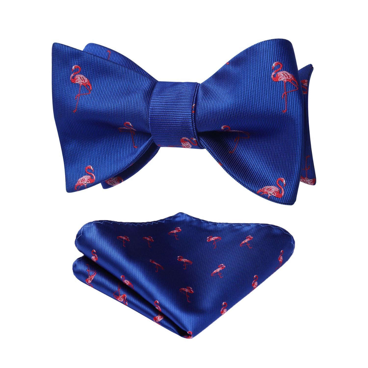 Flamingo Bow Tie & Pocket Square - BLUE/RED