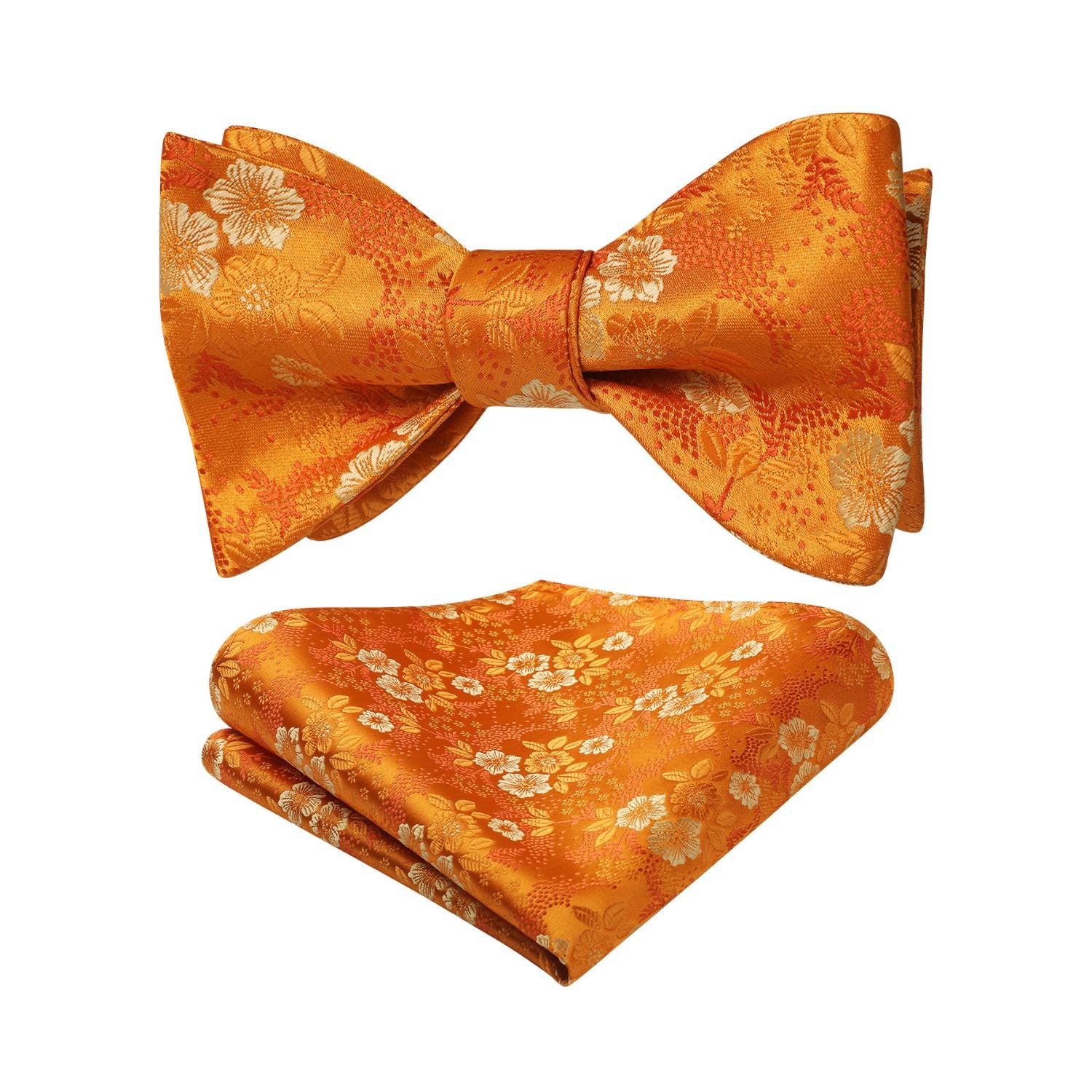 Floral Bow Tie & Pocket Square - ORANGE 2