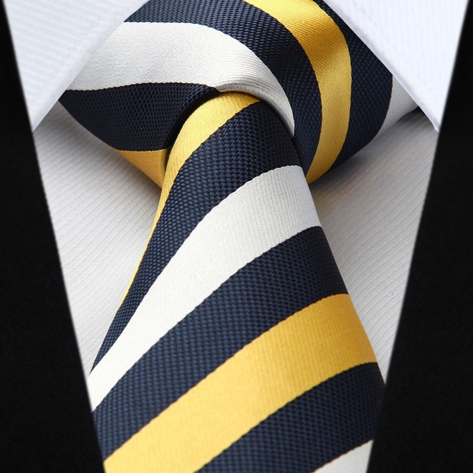 Stripe Tie Handkerchief Set - S-YELLOW 2