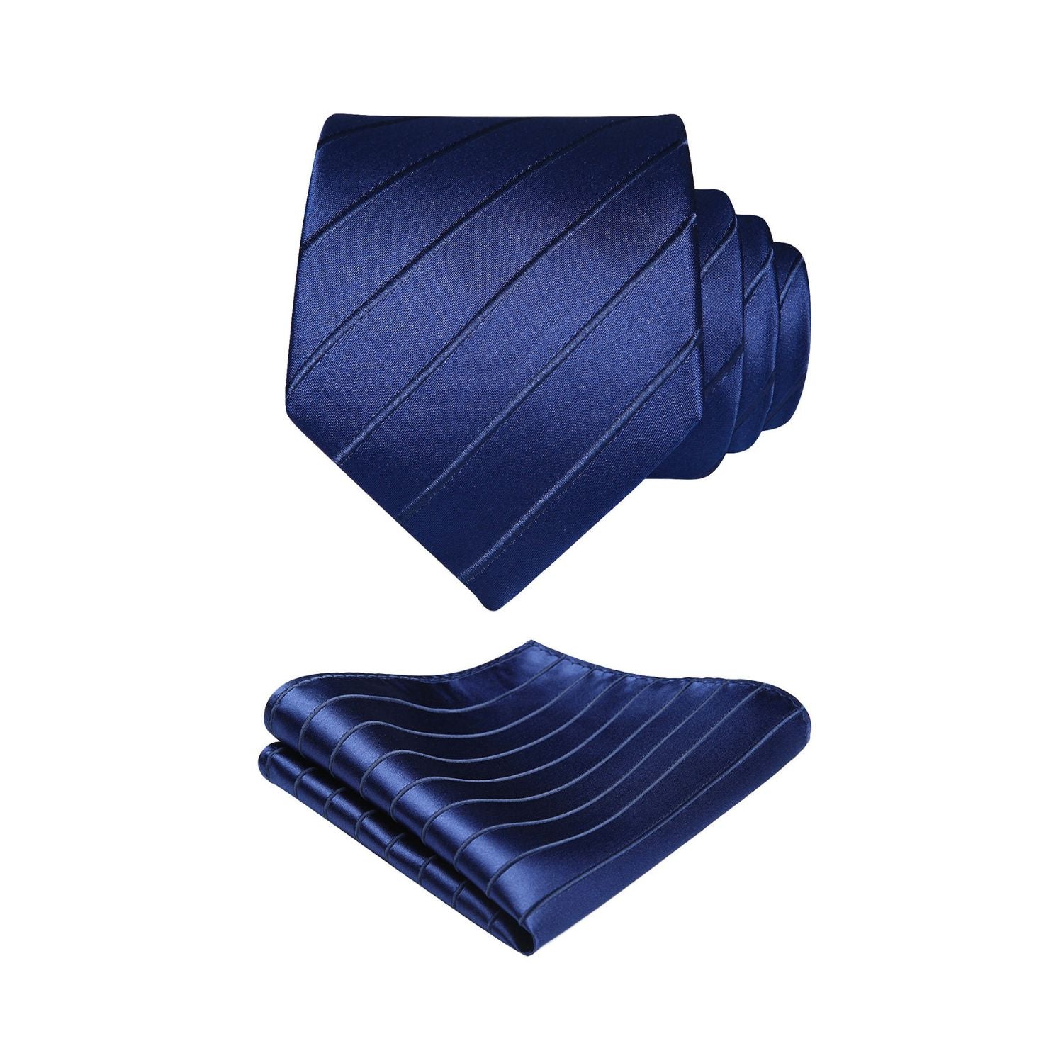 Stripe Tie Handkerchief Set - NAVY BLUE A02