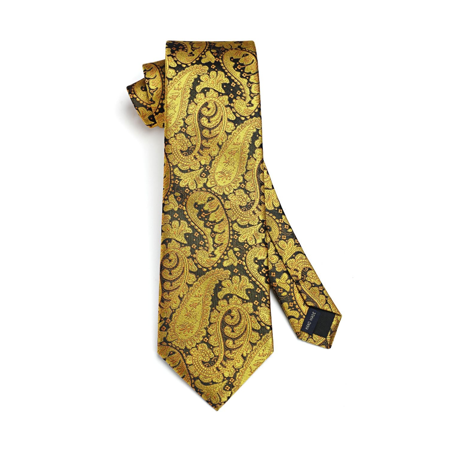 Paisley Tie Handkerchief Set - GOLD -PAISLEY