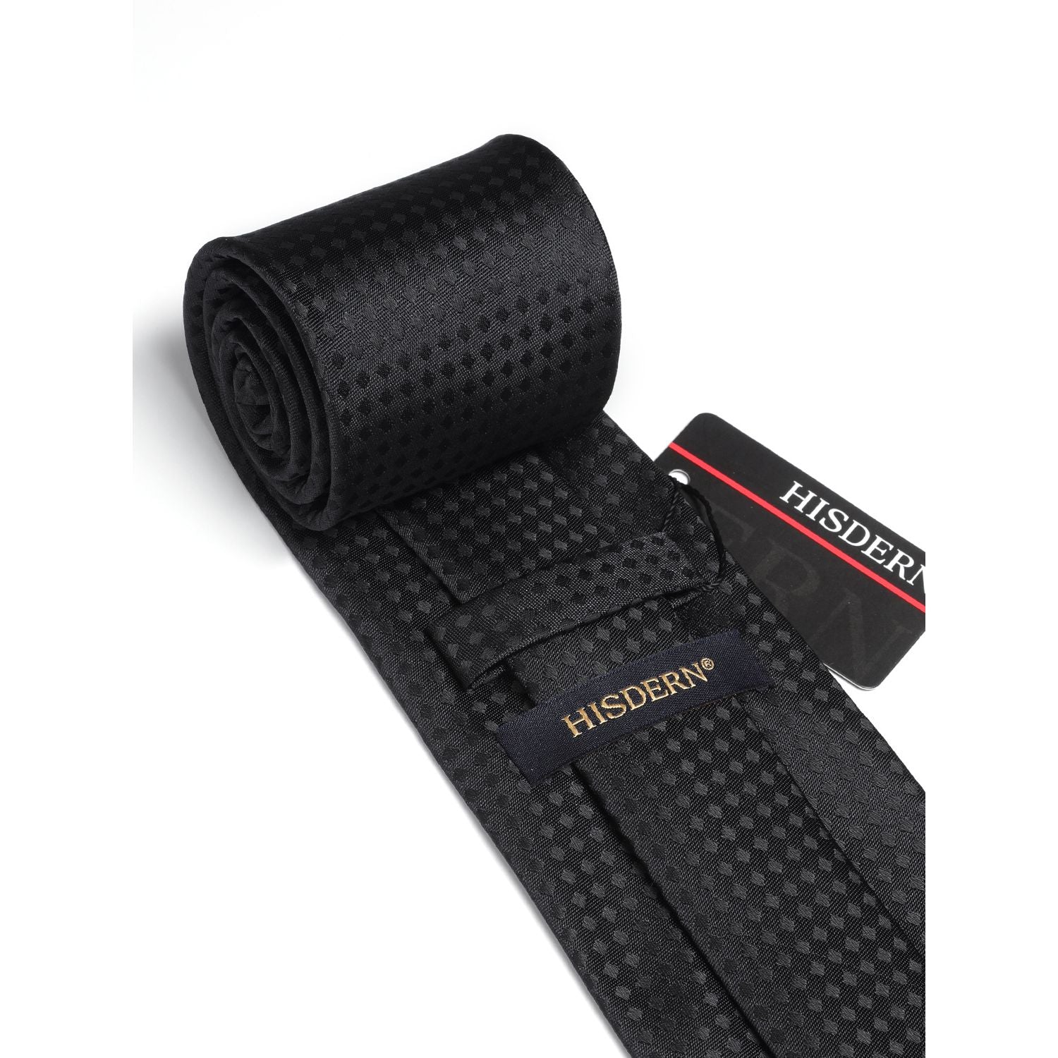 Plaid Tie Handkerchief Set - C2-BLACK