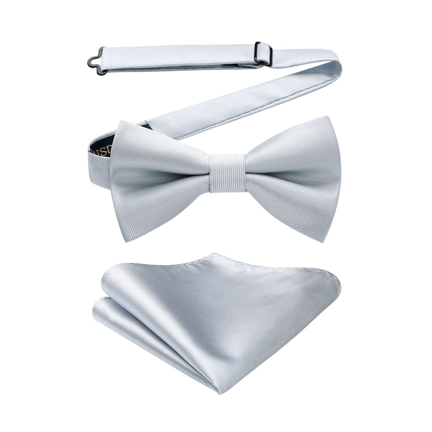Solid Pre-Tied Bow Tie & Pocket Square - GRAY