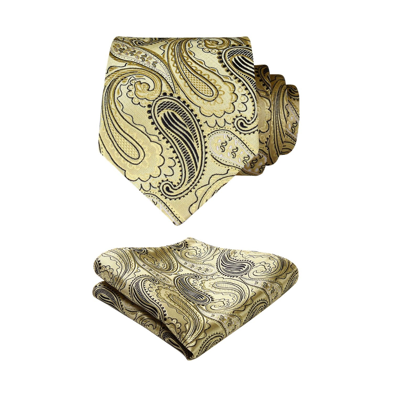 Paisley Tie Handkerchief Set - YELLOW/BLACK